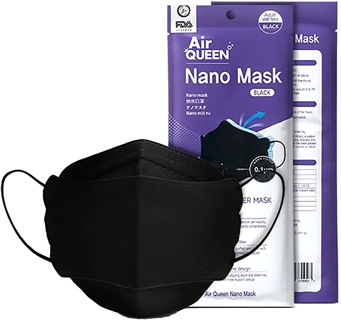 Black Airqueen Nano Fiber Filter Face Safety Mask for Adult, Individually Packaged, Made in Korea image number 2