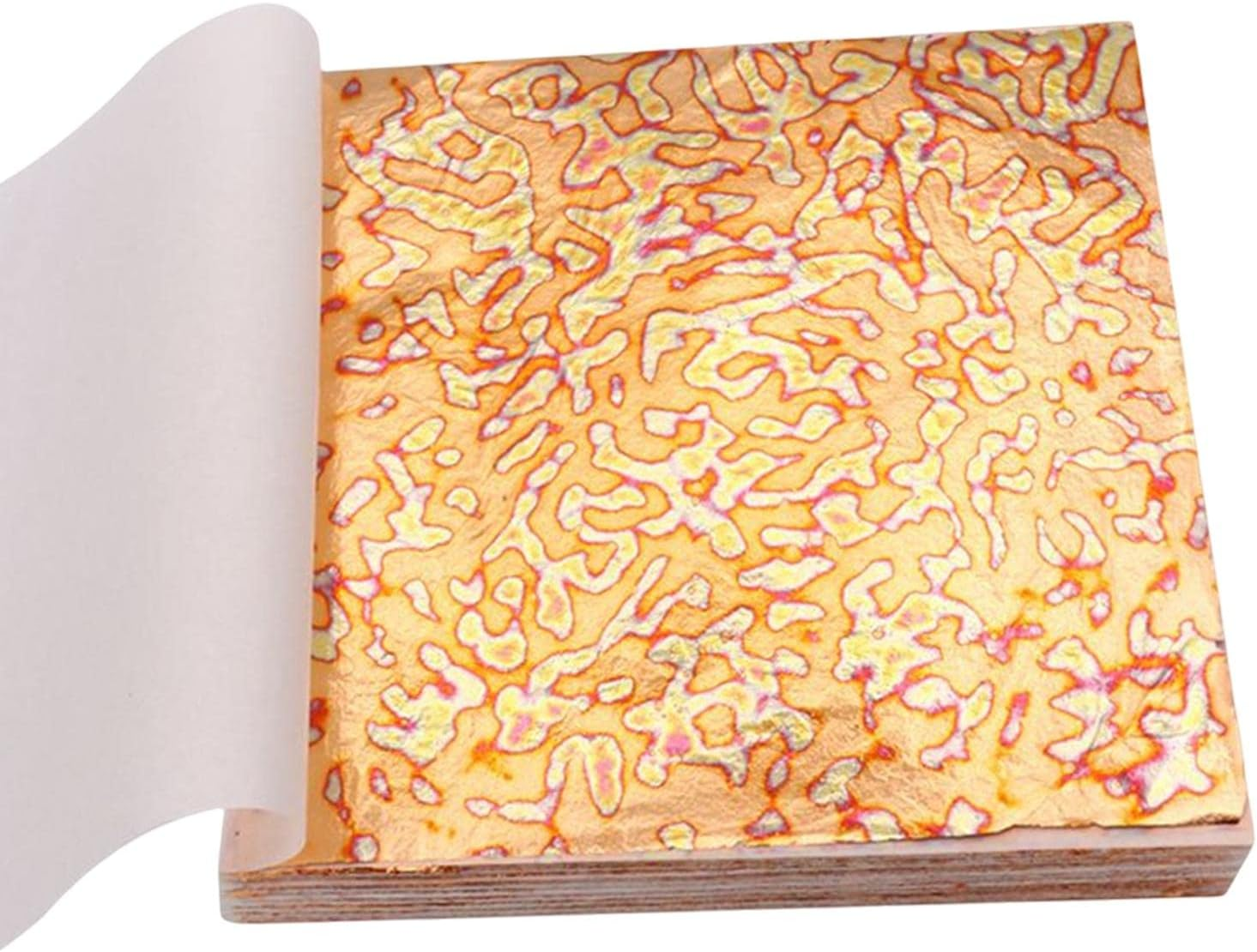 Colaxi Variegated Gold Leaf Sheets Decoration Patterned 50 Sheets Multipurpose Colored Imitation for Makeup Handcrafts Paintings Home Furniture , Style A image number 3