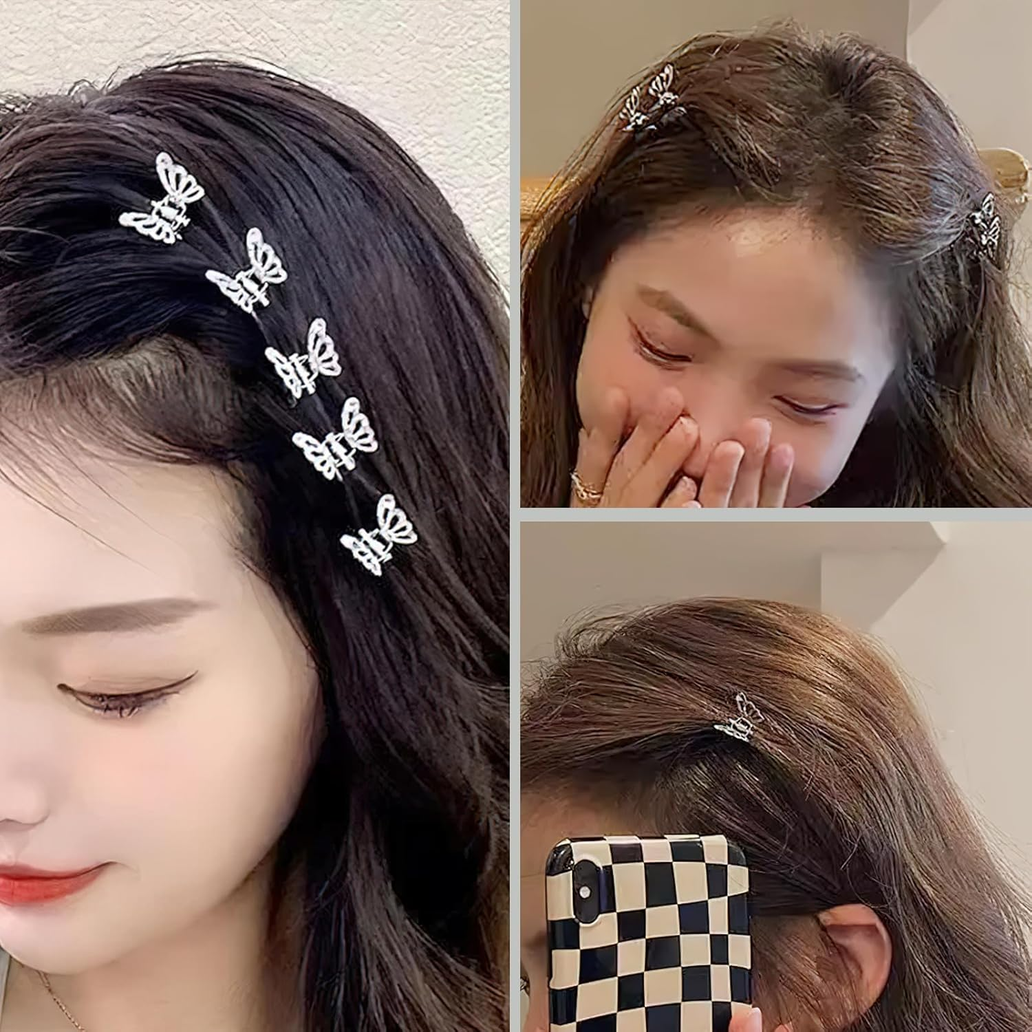 Ylapagne 20 Pcs Hair Claw Clips for Women 0.8 Inch Metals Butterfly Mini Cute Fashion Hair Accessories Small Claw Clips Sliver Colors image number 2