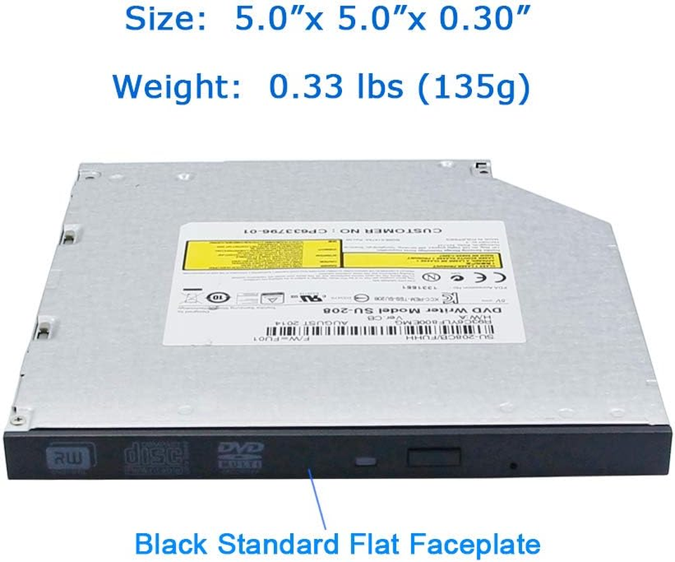 New Dual Layer 8X DVD+-RW DL DVD-RAM Writer 24X CD-RW Burner, Model SU-208 SU208 SU-208GB 208BB 208AB 208FB 208CB, Laptop Internal CD DVD Player 9.5Mm Slim Tray-Loading SATA Optical Drive Replacement image number 1