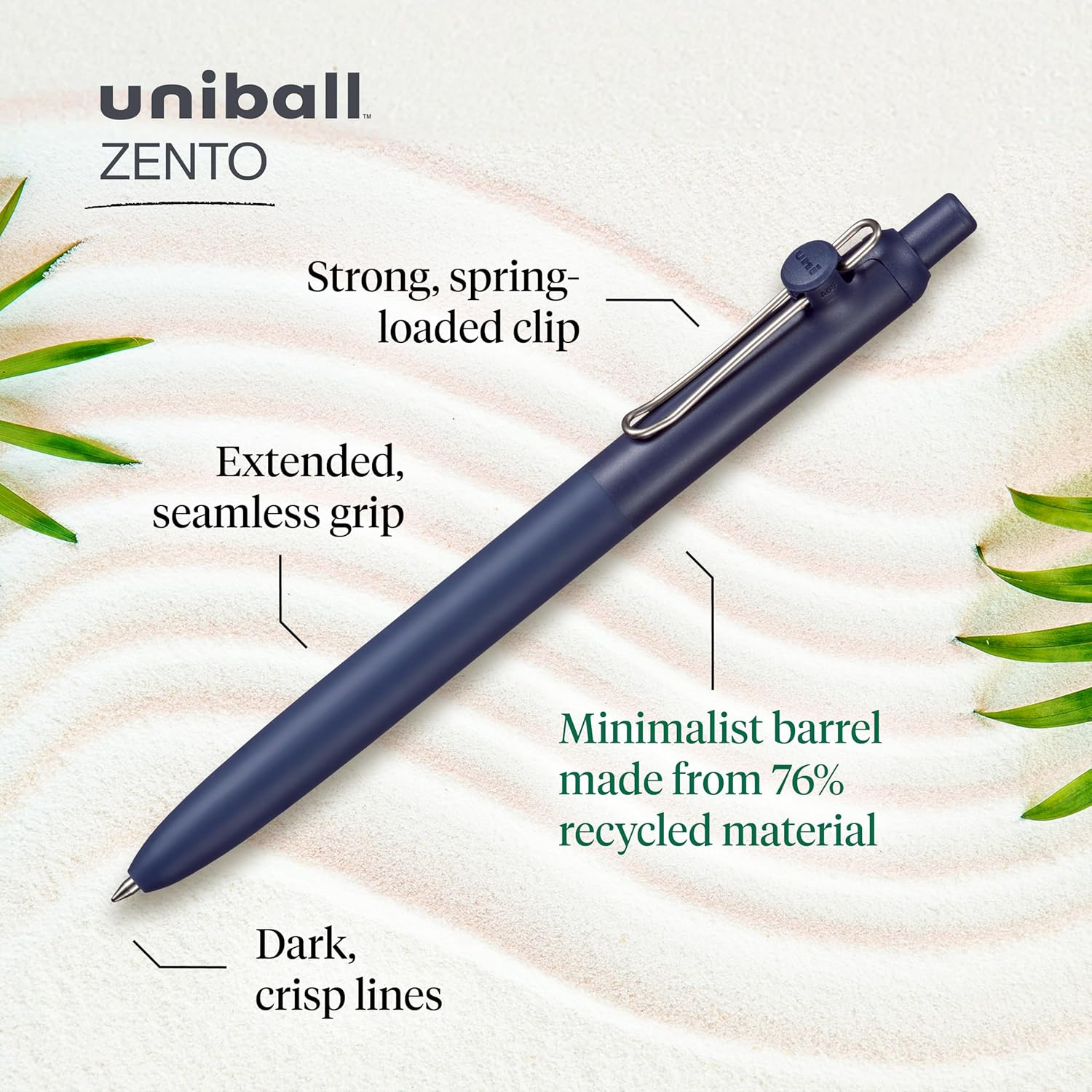 Uni-Ball Zento Gel Ink Rollerball Pens, 4 Black Medium Point Smooth Writing Pens, Colored Japanese Pens, Muted Colors image number 5