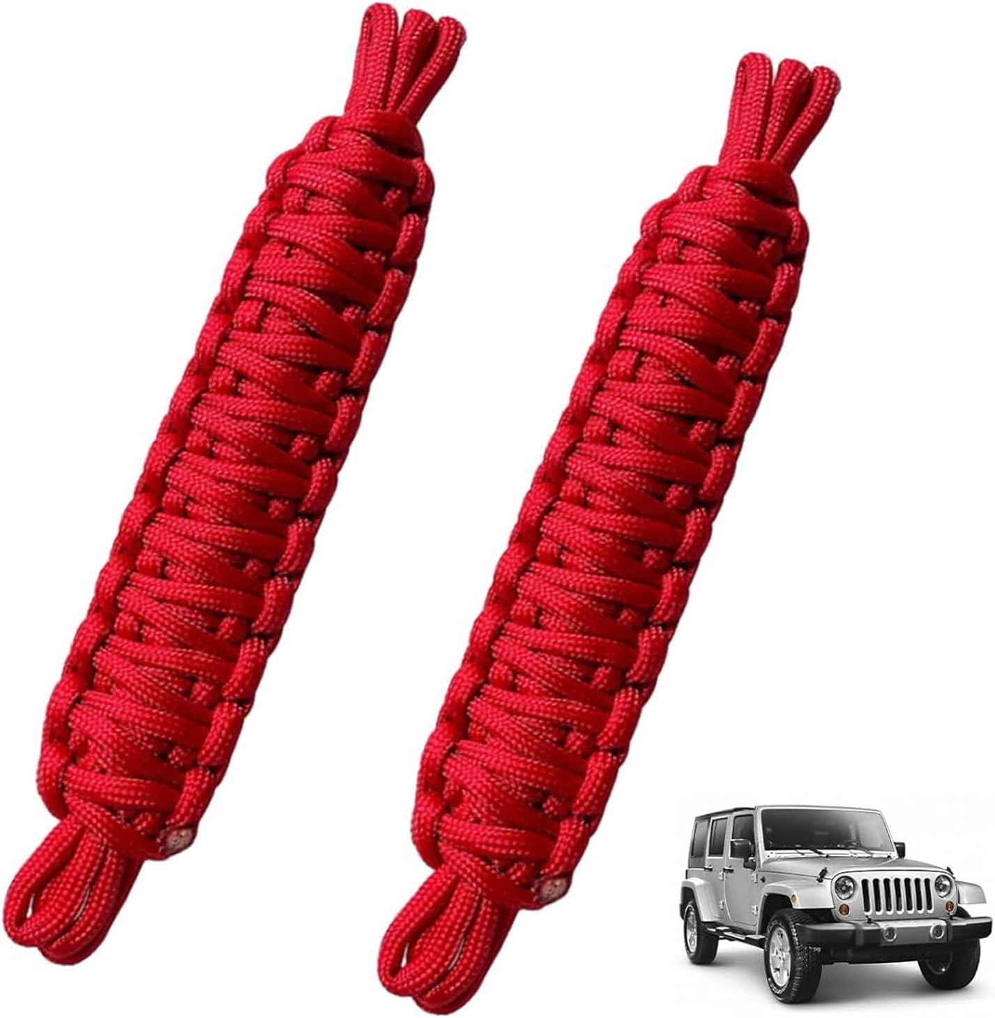 Yumfugu Pack-2 Car Door Limit Straps, Heavy-Duty Paracord Hand-Woven Straps Locator, Tensile Resistant Door Swing Limiter, Swing Door Check Limiter, for Jeep Wrangler CJ YJ TJ JK JKU JL (Black)