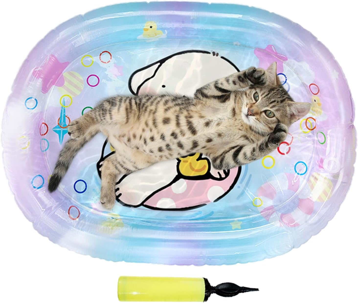 Moreeulsi Cat Water Play Mat,Cooling Pad for Cats with Air Pump | Anti-Scratch Water Sensory Pad for Relaxation Entertainment Outdoor Cooling Floor Home image number 4