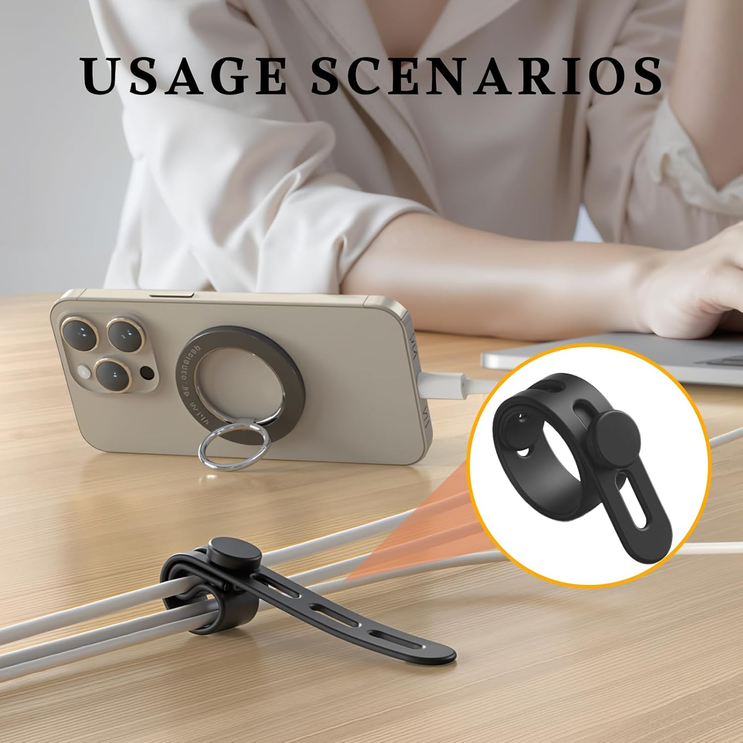 10 Pack Silicone Cable Ties Cord Organizer Strap, Reusable, Washable Cord Management with Lock Buckle, Adjustable Charger Cable Wrap for Electrical Cords, Travel Organization, and Home Use image number 3