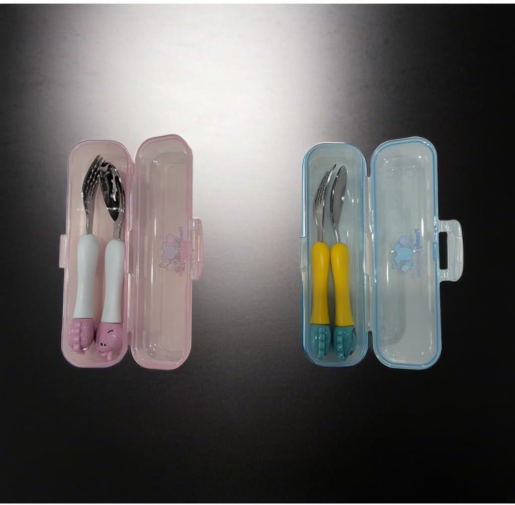 Cute Dinosaur Kids Cutlery Travel Set &ndash; Portable Cutlery for Toddlers & Children with Case (Pink, Spoon+Fork) image number 6