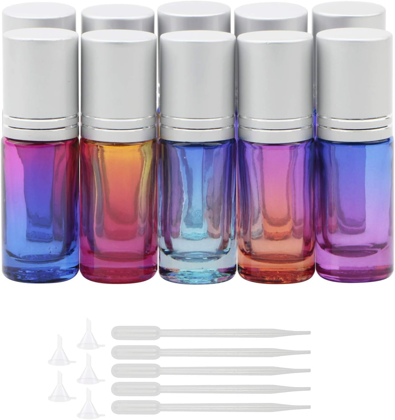 Newzoll 26Pcs Essential Oil Roller Bottles Set, 5Ml Roller Bottles with 5Ml Droppers, Funnels & Opener, Glass Roll-On Bottles for Perfumes Aromatherapy Oils Liquid image number 5