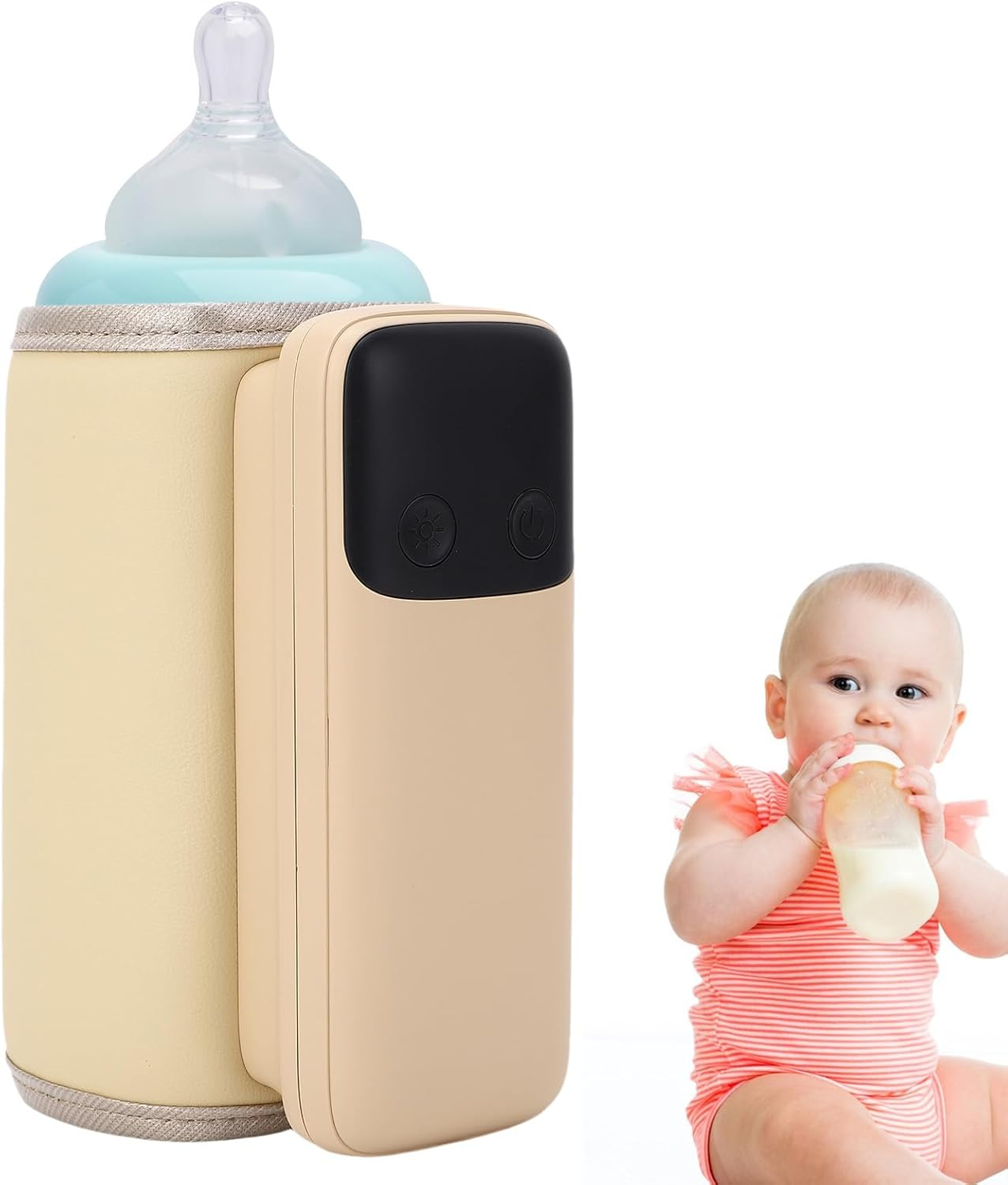 Milk Bottle Warmer Portable, Rechargeable Bottle Warming Constant Temperature Keeper, Quick Heating Baby Bottle Warmer, Insulated Sleeve for Breastmilk image number 4
