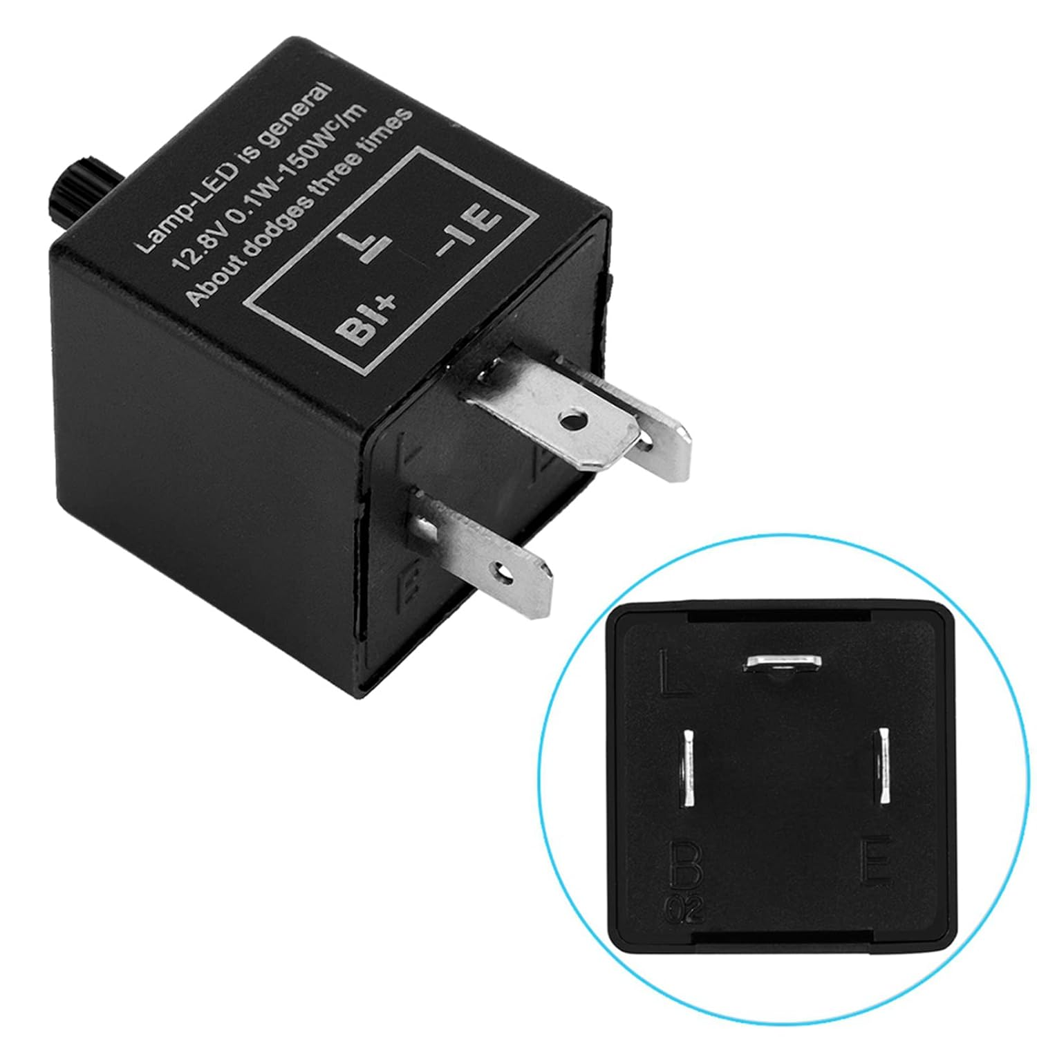 Fafeicy Relay Adjustable 12 V Turn Signal Relay 2 X 1.2 X 1 Black for LED Lamp for Motorcycles image number 4