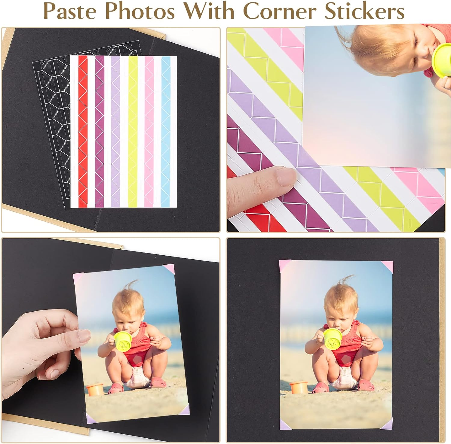 Scrapbook Album 6X8 Inch Small Photo Album with DIY Accessories Set, Stretchable Folding Kraft Paper Memory Book for Wedding Anniversary (Black) image number 2