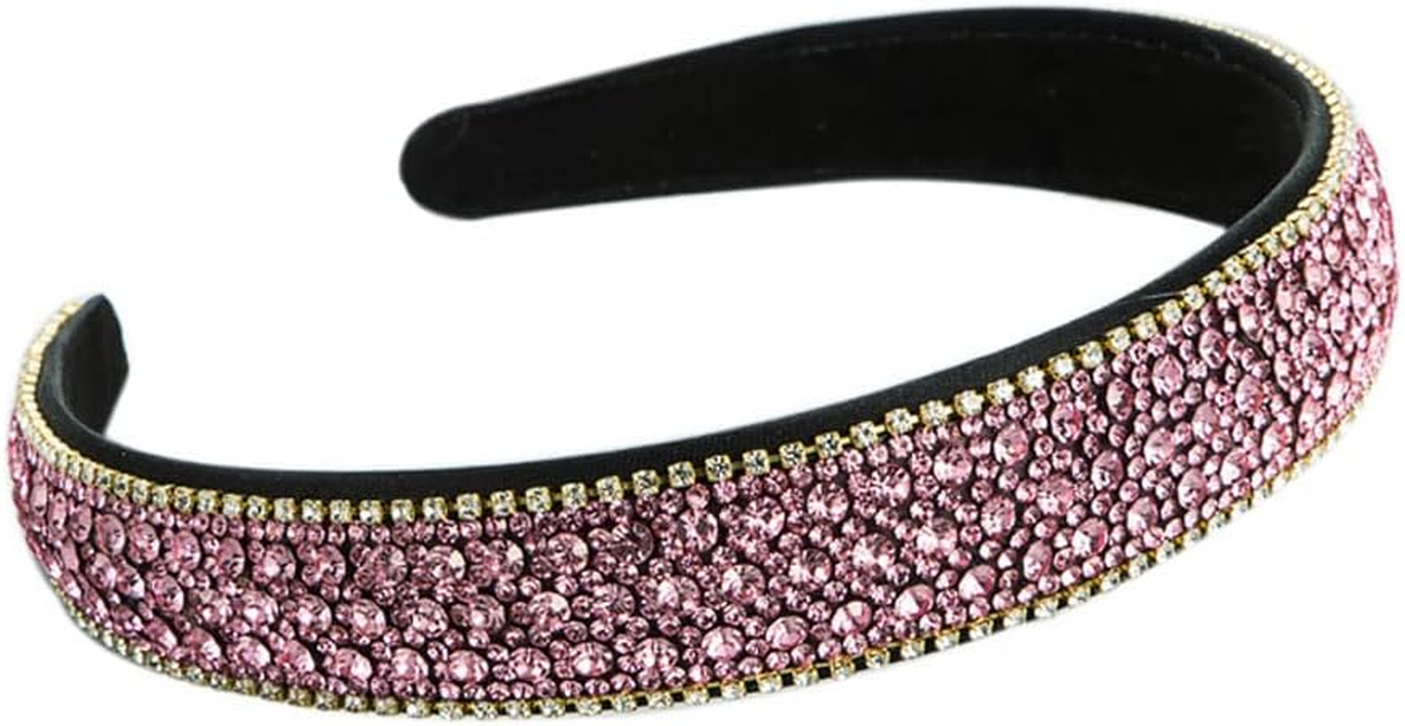 Vintage Crystal Rhinestone Headbands Sparkle Silver Diamond Headband Velvet Padded Wide Hairbands Party Wedding Headpiece Hair Accessories for Women (1Crystalwhite)