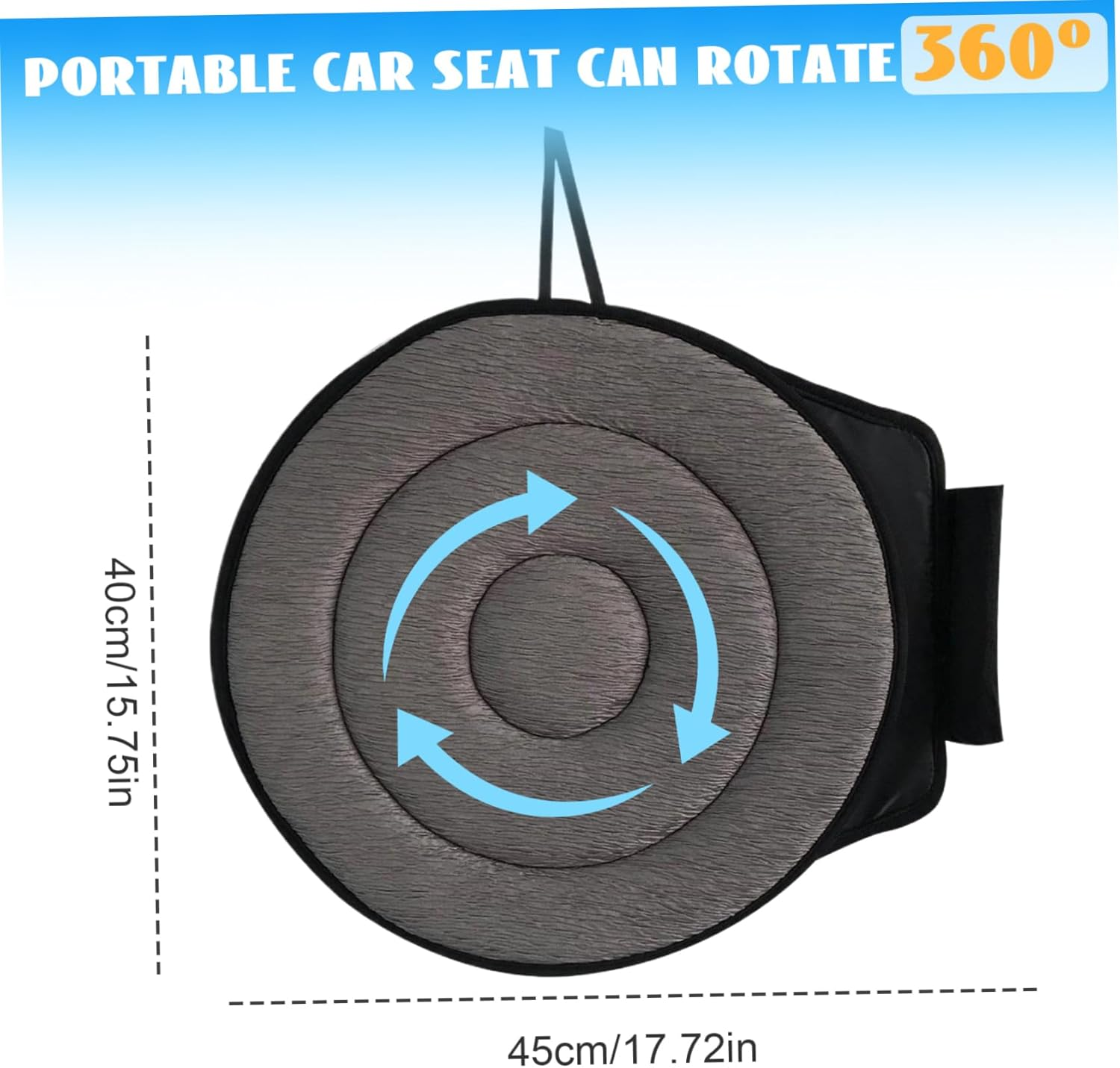 Portable Car Seat, Swivel Car Seat 18X16In Breathable Ergonomic 360 Rotating Cushion for for Elderly, Disabled, Pregnant Woman