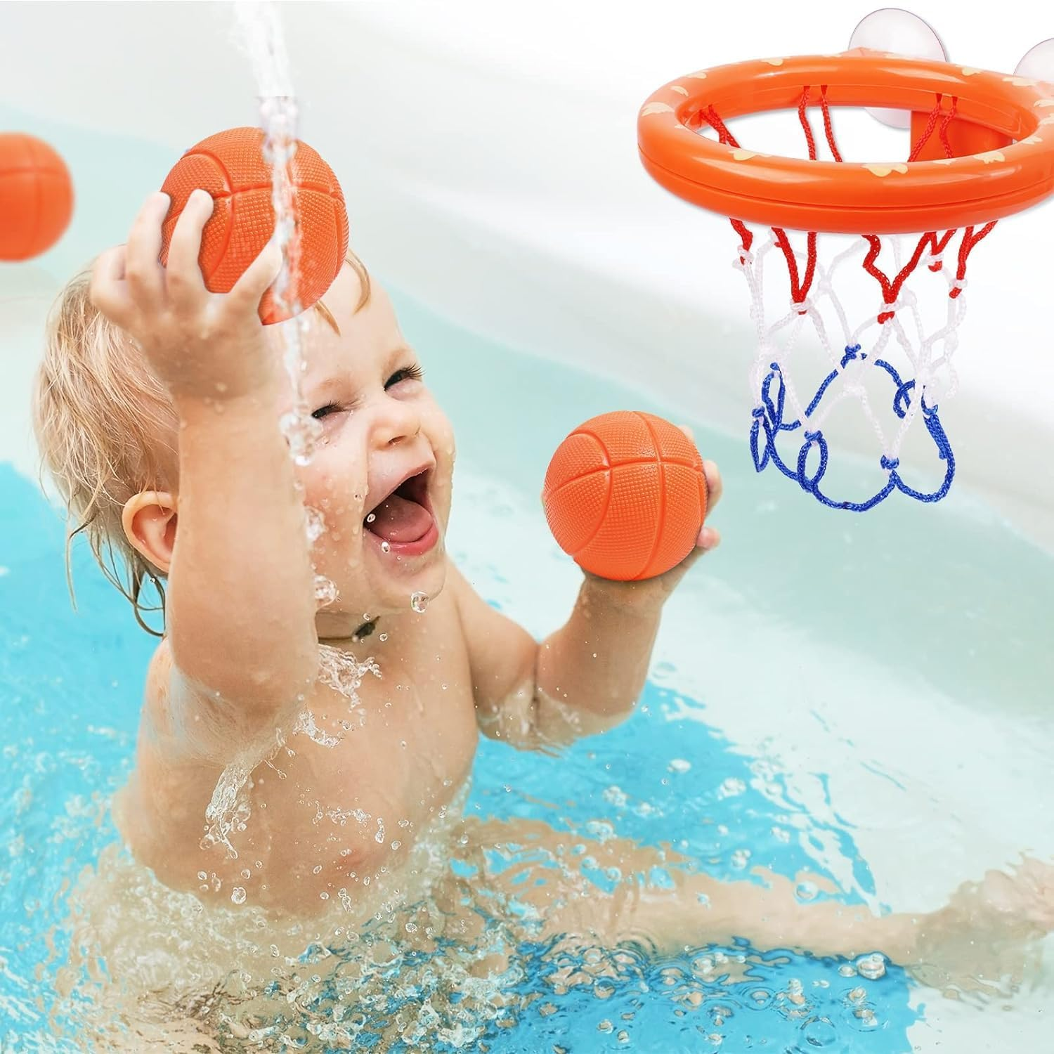 Bathing Toy Bathtub Basketball Hoop, Green Dinosaur Shape Fun Game Gifts in the Bathroom, Including 3 Balls image number 4