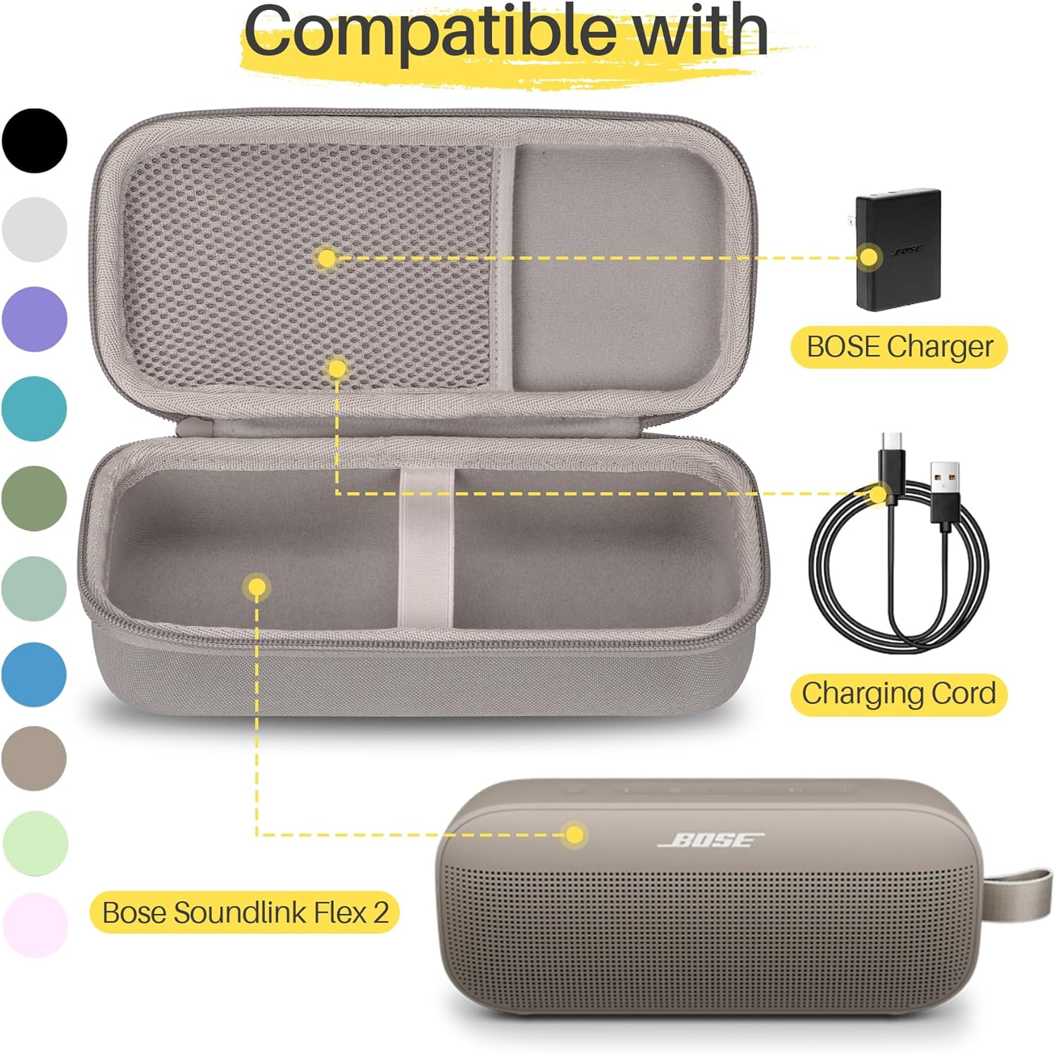 Lebakort Hard Protective Case for Bose Soundlink Flex Bluetooth Wireless Waterproof Portable Speaker (Second Generation) - Navy Blue Case image number 5