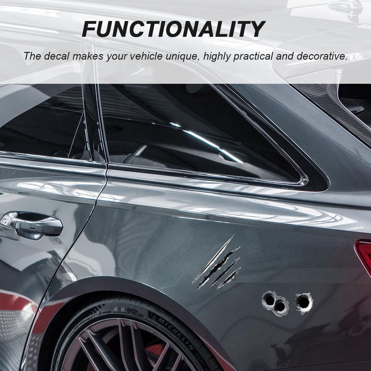 3D Bullet Hole Car Stickers, Ultra-Realistic Fake Bullet Hole Auto Body Scratch Decal, Waterproof PVC Fake Hole Sticker Automotive Tattoo Decoration for Bumper Window Helmet (Style A) image number 5