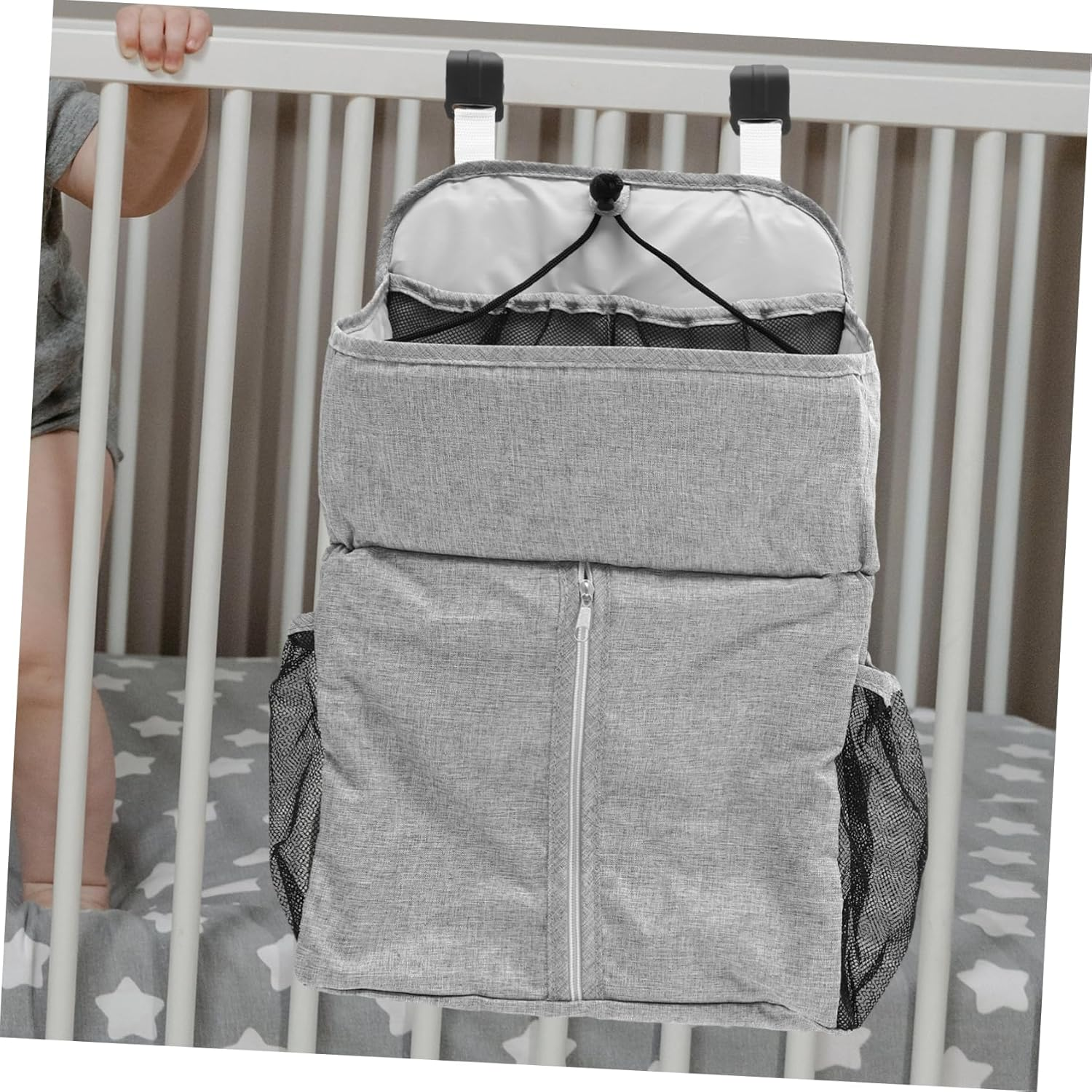 Cradle Hanging Bag Diaper Storage Organizer Multi-Use for Bed and Stroller image number 6