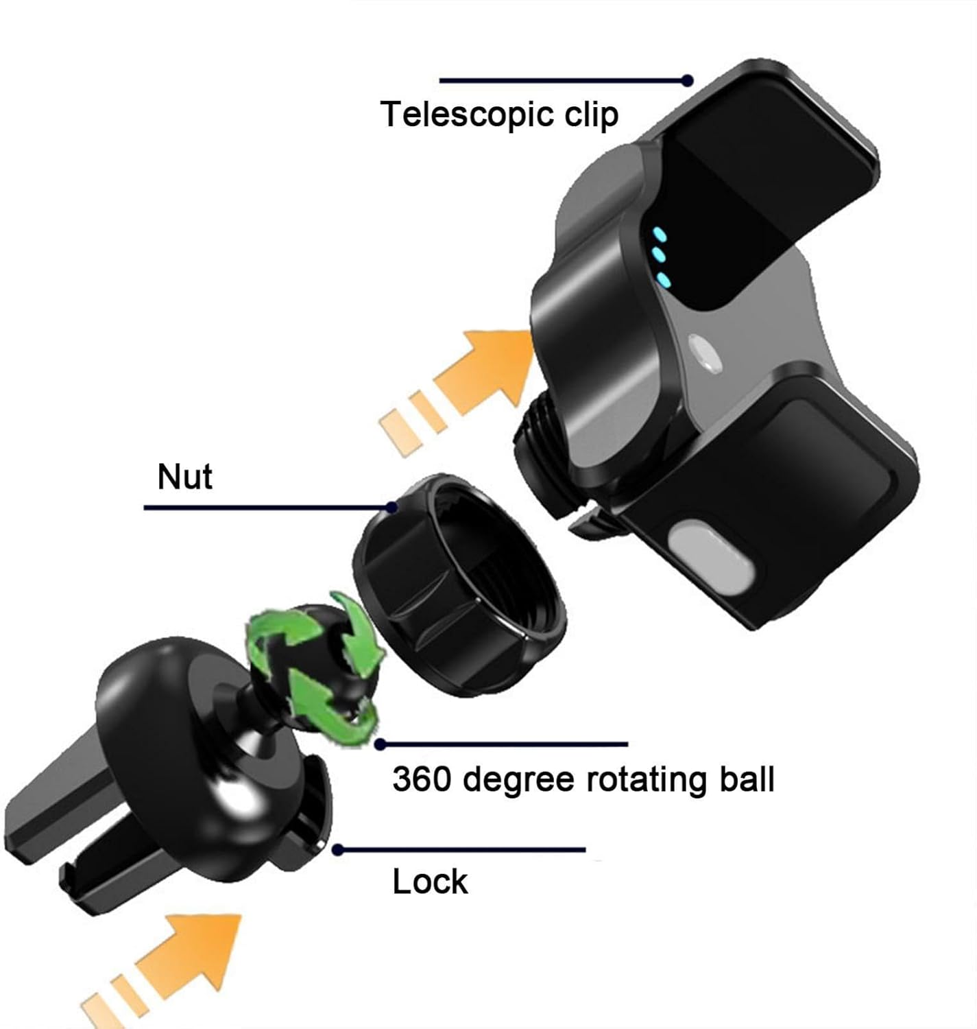 Phone Holder for Car - Car Phone Mount | Dashboard Cell Phone Holder Car, 360&deg; Rotatable Car Phone Holder Mount with Non-Slip Silicone, Compatible with Smartphone image number 3