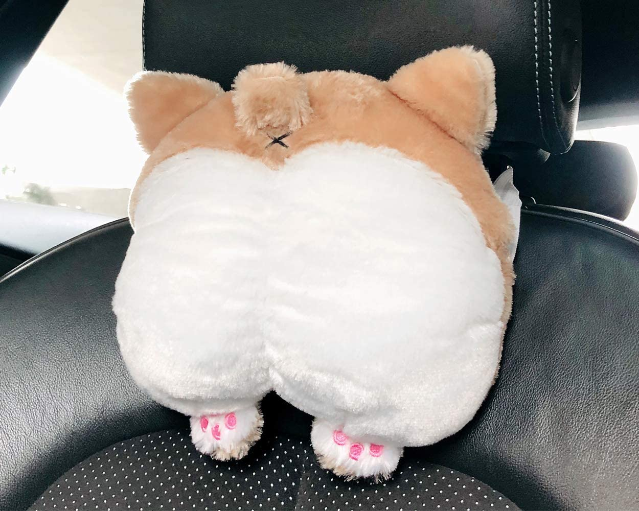 DS. DISTINCTIVE STYLE Car Neck Pillow Cute Corgi Butt Headrest Cotton Pillow Soft Headrest Pillow image number 2