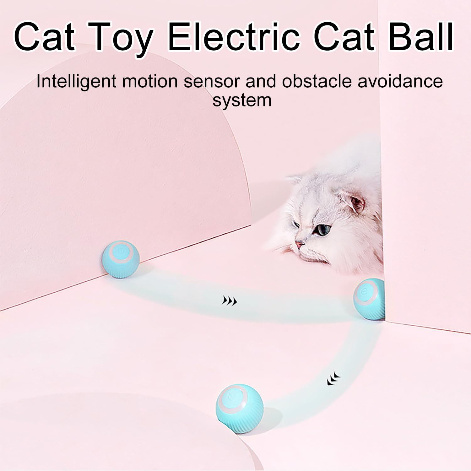 NXPUXP Cat Toy Electric Cat Ball, Cat Ball with LED Light, 360 Degree Rolling Ball, Interactive Cat Toy, Rechargeable Interactive Ball (Blue) image number 2