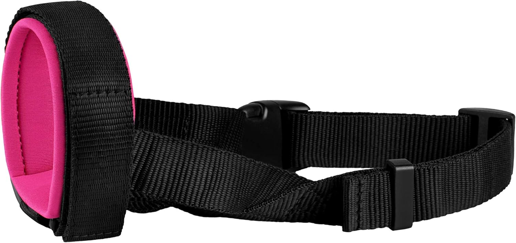 BRONZEDOG Soft Padded Dog Muzzle Adjustable Neoprene Comfort Bitting Chewing Pet Muzzles for Small Medium Large Dogs Puppy (S, Snout Strap 6"-9", Pink) image number 4
