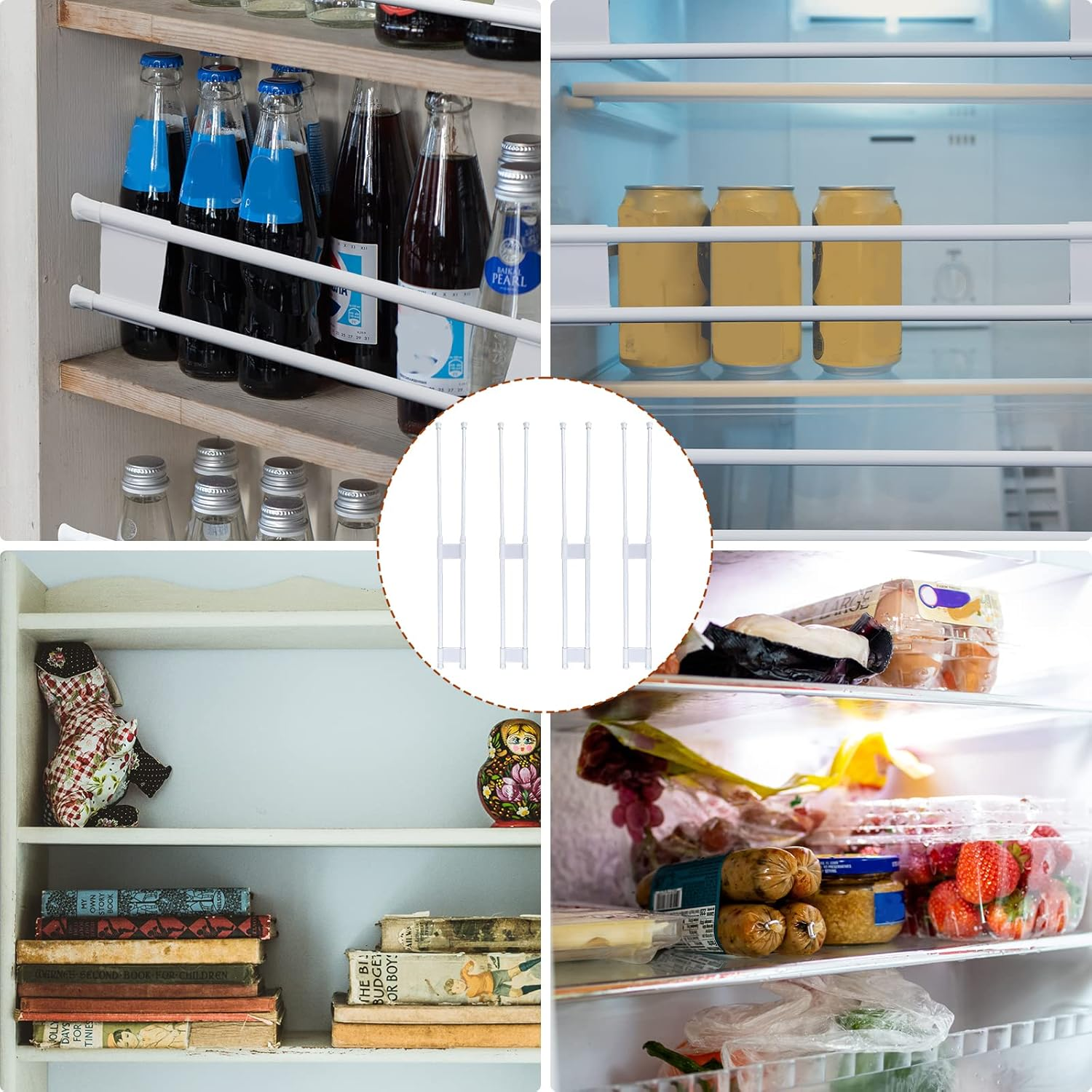 4Pcs Rv Refrigerator Bars, Adjustable Rv Fridge Tension Bars Extendable to 15.8-27.6In Metal Rv Fridge Bars for Holding Food Drinks Rv Refrigerator Accessories image number 2