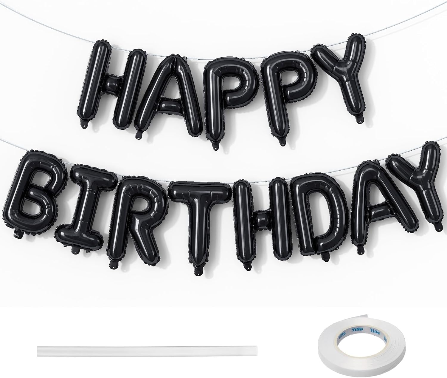 Pink Happy Birthday Balloon Banner, 16 Inch Pastel Pearl Baby Pink Self Inflating Happy Birthday Mylar Foil Balloon, Birthday Bunting Banner Letter Balloons for Girls Women Birthday Party Decorations