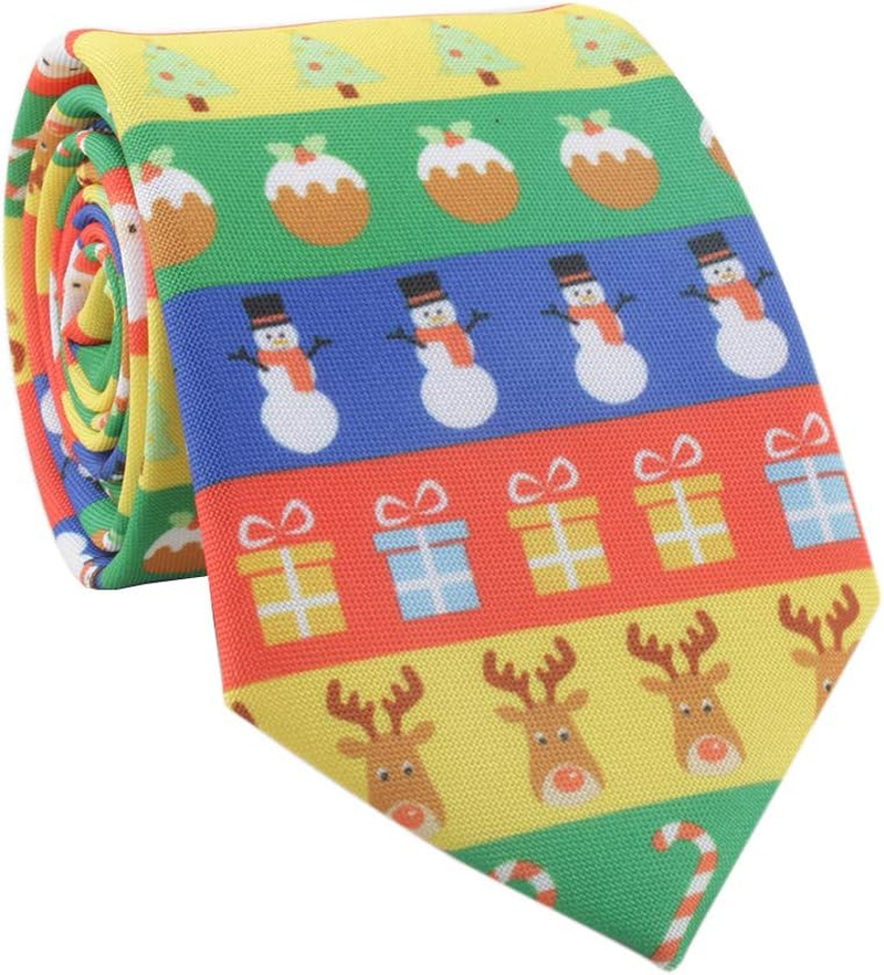 Christmas Tie Xmas Accessories Printed Tie Santa Claus Christmas Tree Elk Snowman Tie Decorative Dress,Tie Width 3.15In - Printed-4 image number 2