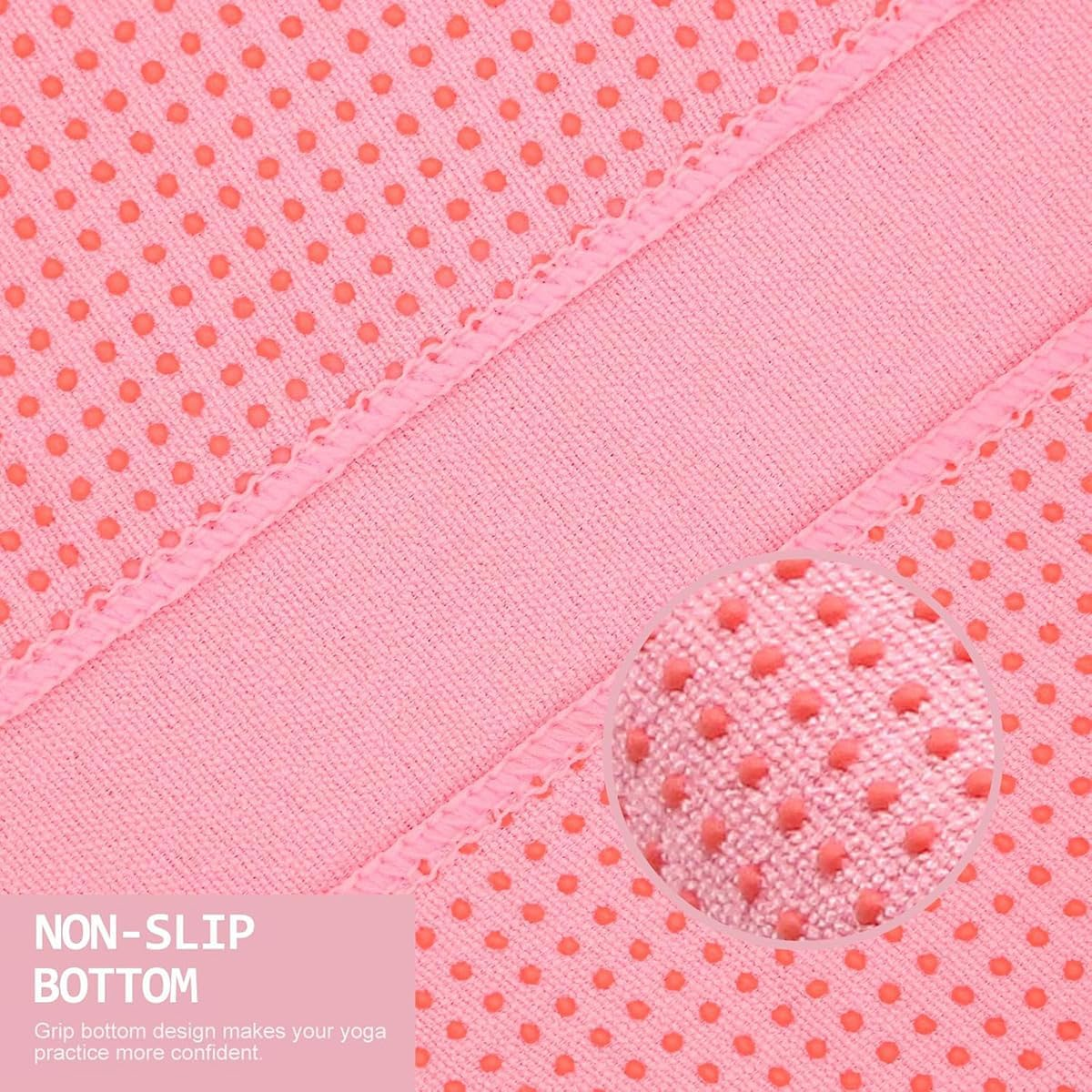 AIMALL Non-Slip Yoga Mat Towel 72X25.6In Microfiber Sweat-Absorbent Exercise Mat Cover with PVC Grip Dots for Hot Yoga Pilates Fitness with Mesh Bag &ndash; Grey Pink Purple image number 4