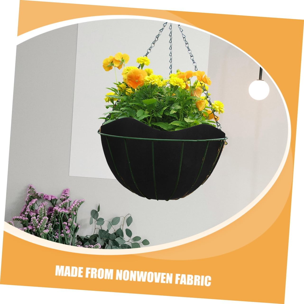 3Pcs Hanging Basket Liners Half Planter Inserts for Gardening Nonwoven Material for Visual Appeal and Easy Replacement for Vibrant Plant Displays