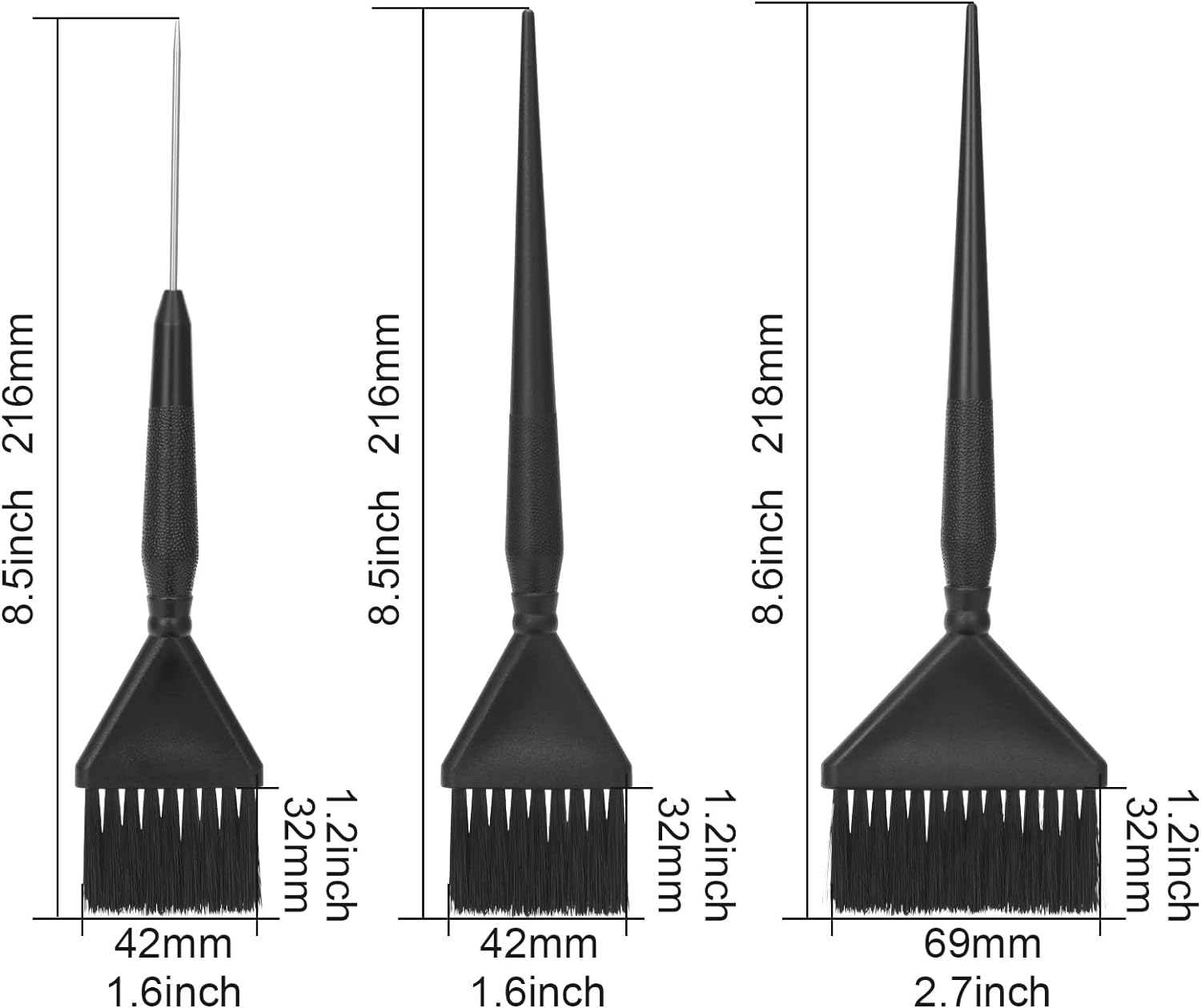 Hair Dye Brush Set - Family Pack Coloring Brushes in Bulk, Tint for Precise Application - 3 Pack (Black) - Black image number 4