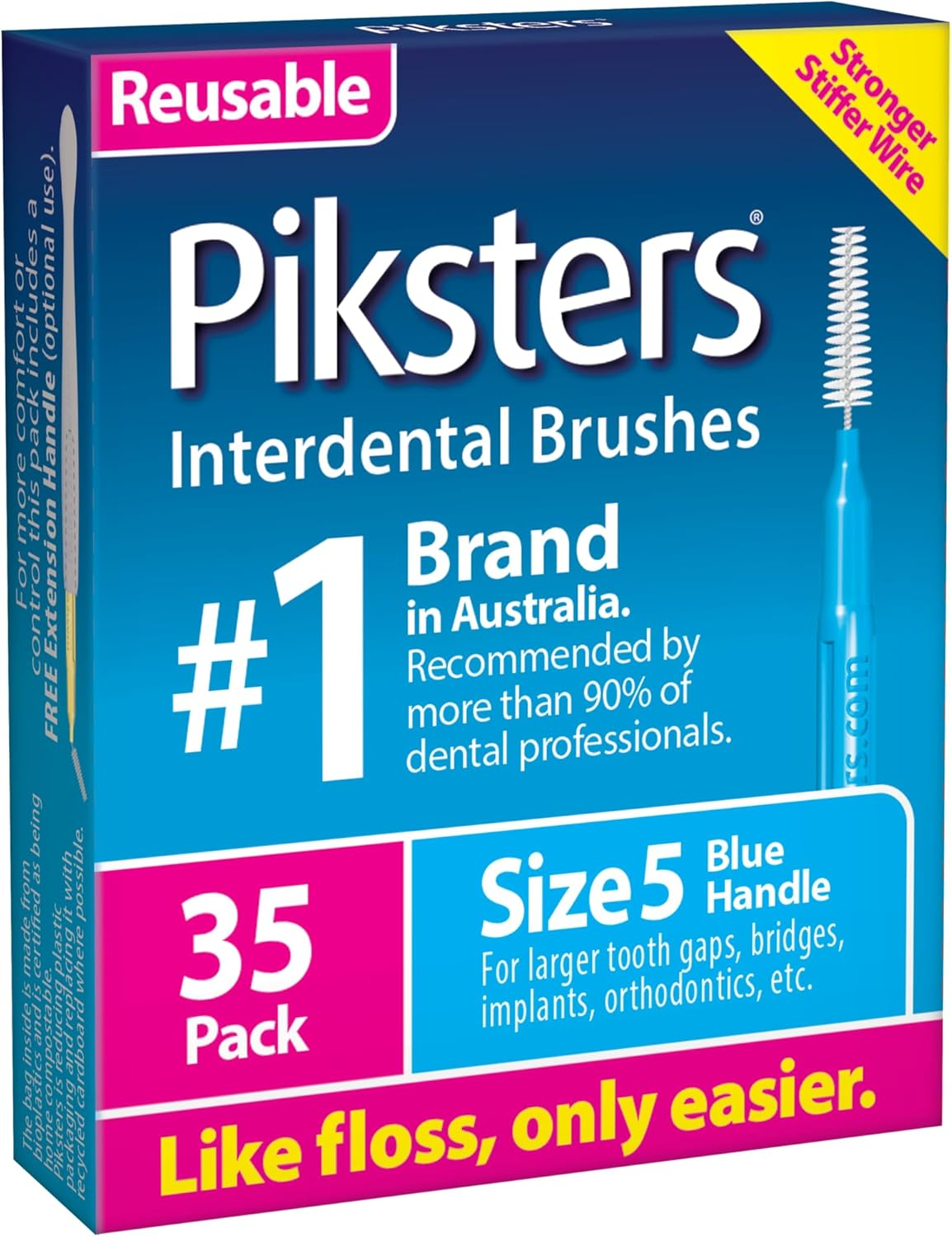 Piksters Interdental Brushes, Size 4, Interdental Tooth Brush for Medium to Large Gaps, Gum Soft Bristles for Plaque Removal, Safe for Braces (35 Pk)