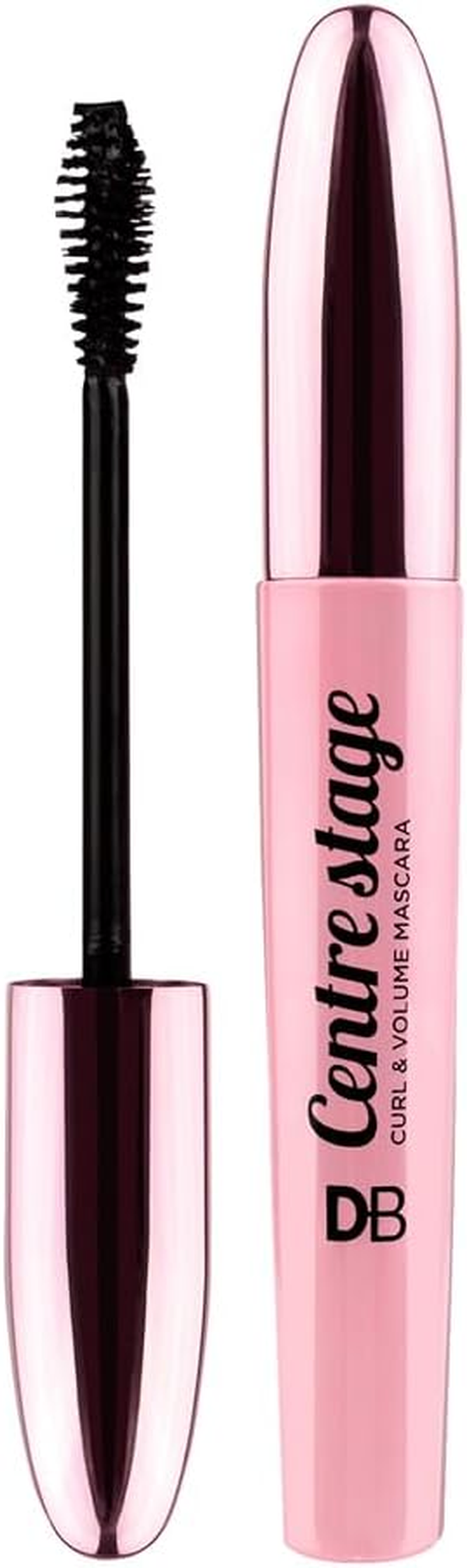 DB Cosmetics Centre Stage Curl & Volume Mascara, Weightless Tubing Formula, Long Lifted Bold Lashes, Hourglass Brush with Fluffy Bristles for Separation and Definition, Blackest Black, Vegan & Cruelty-Free image number 1