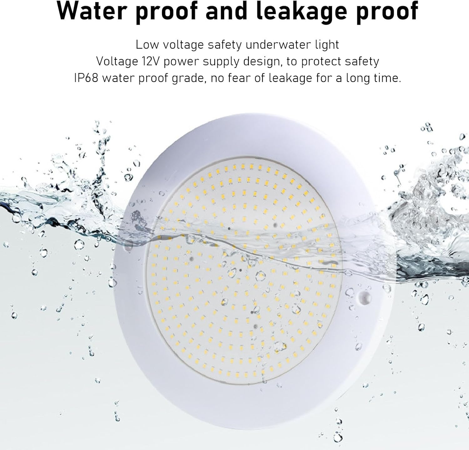 Cryfokt RGB Pool Light High Brightness 12V 18W ABS PC IP68 Water Proof Underwater Light for Pools, Fountains Versatile Application (Warm Light) image number 6