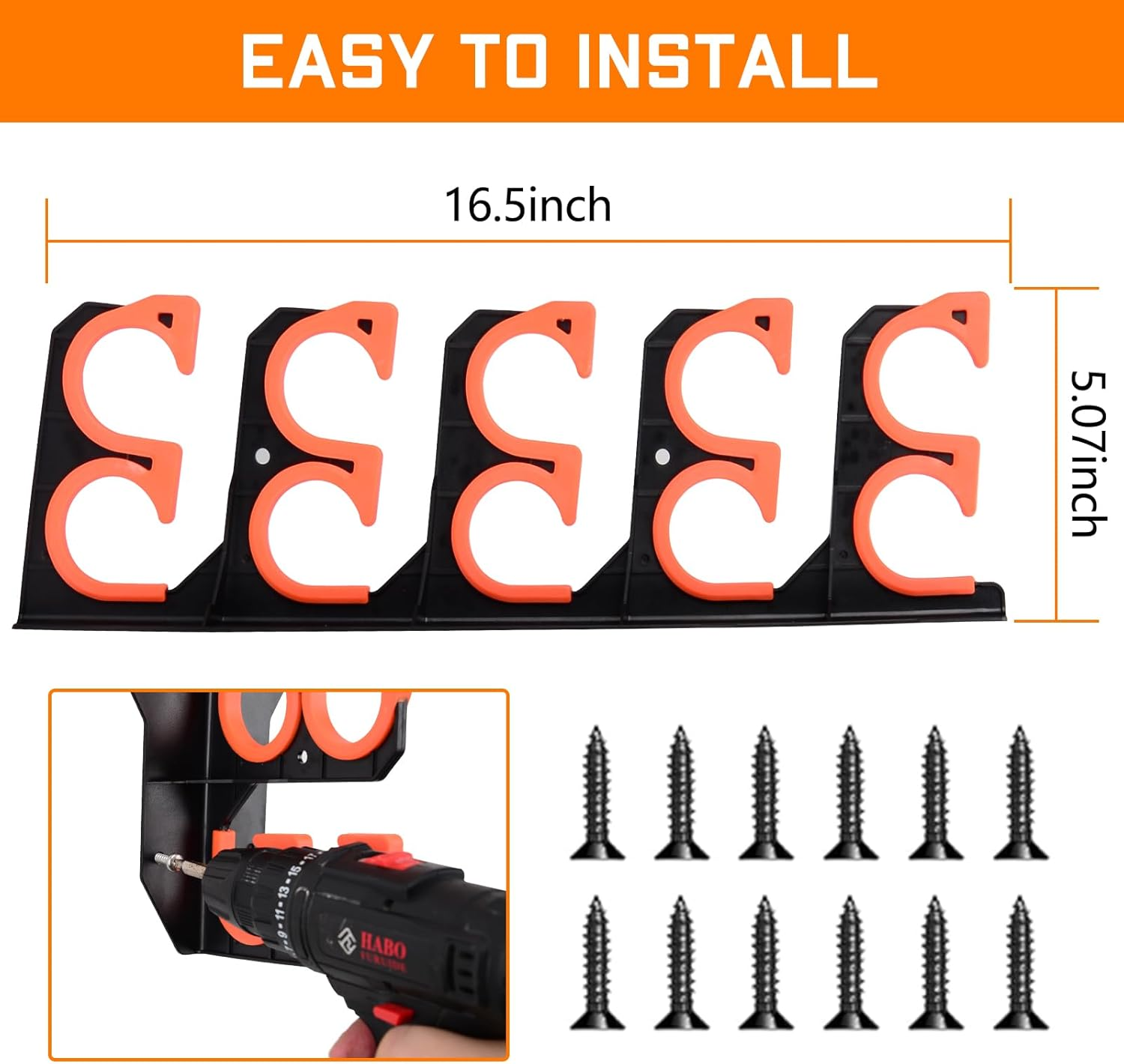 Hikeen Fishing Rod Holders, Fishing Pole Holders for Garage, Wall or Ceiling Mounted Fishing Rod Rack Holds up to 10 Rods(1 Pack) image number 3