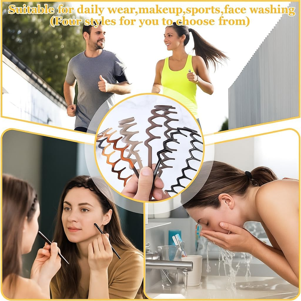 SOVYOULIVE 4 Pack Zig Zag Headbands,Plastic Hair Bands with Teeth Thin Zigzag Head Bands for Women'S Hair,90S Zigzag Headband Hair Accessories