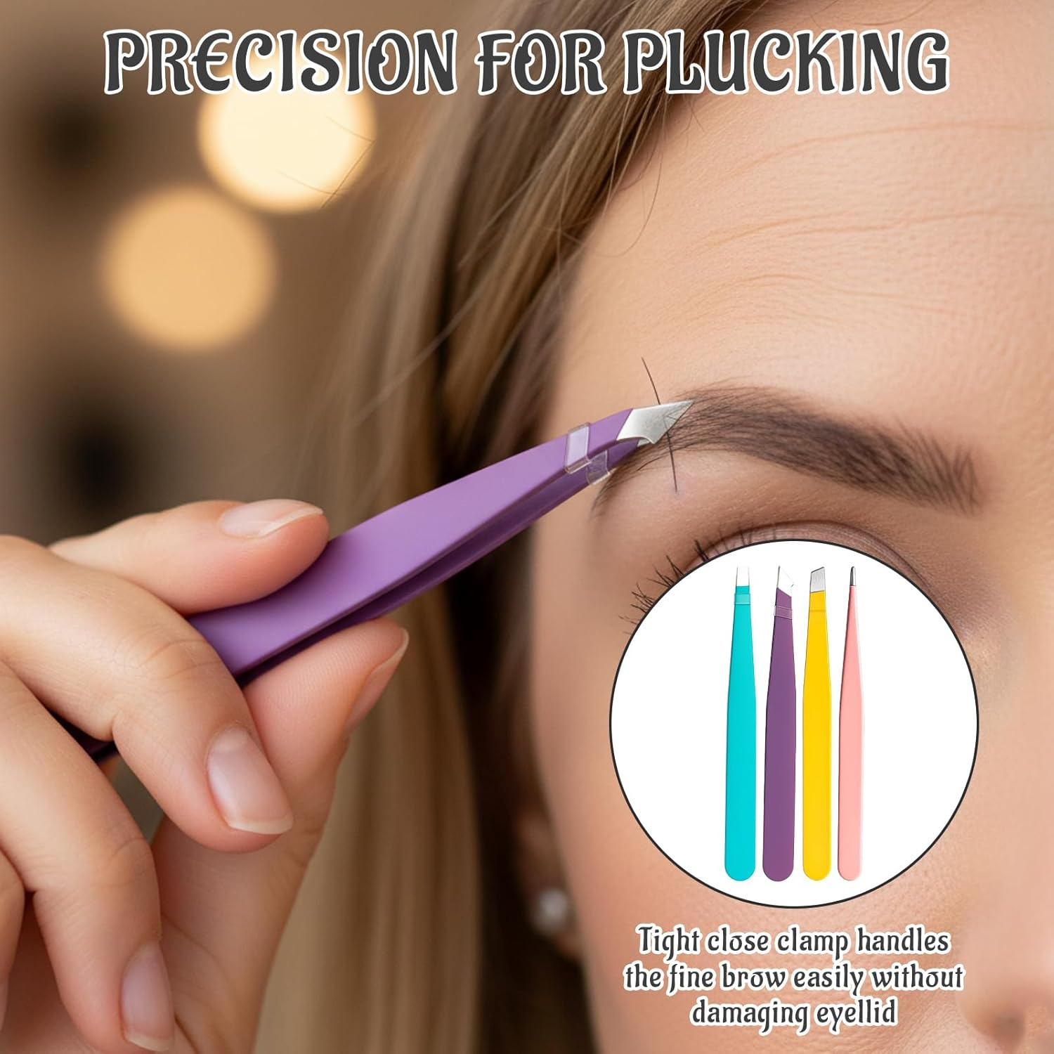 Tweezer, 6-Piece Set with Precision Tips, Stainless Steel Eyebrow Tweezers and Lash Tweezers, Slant Tip and Pointed Tip