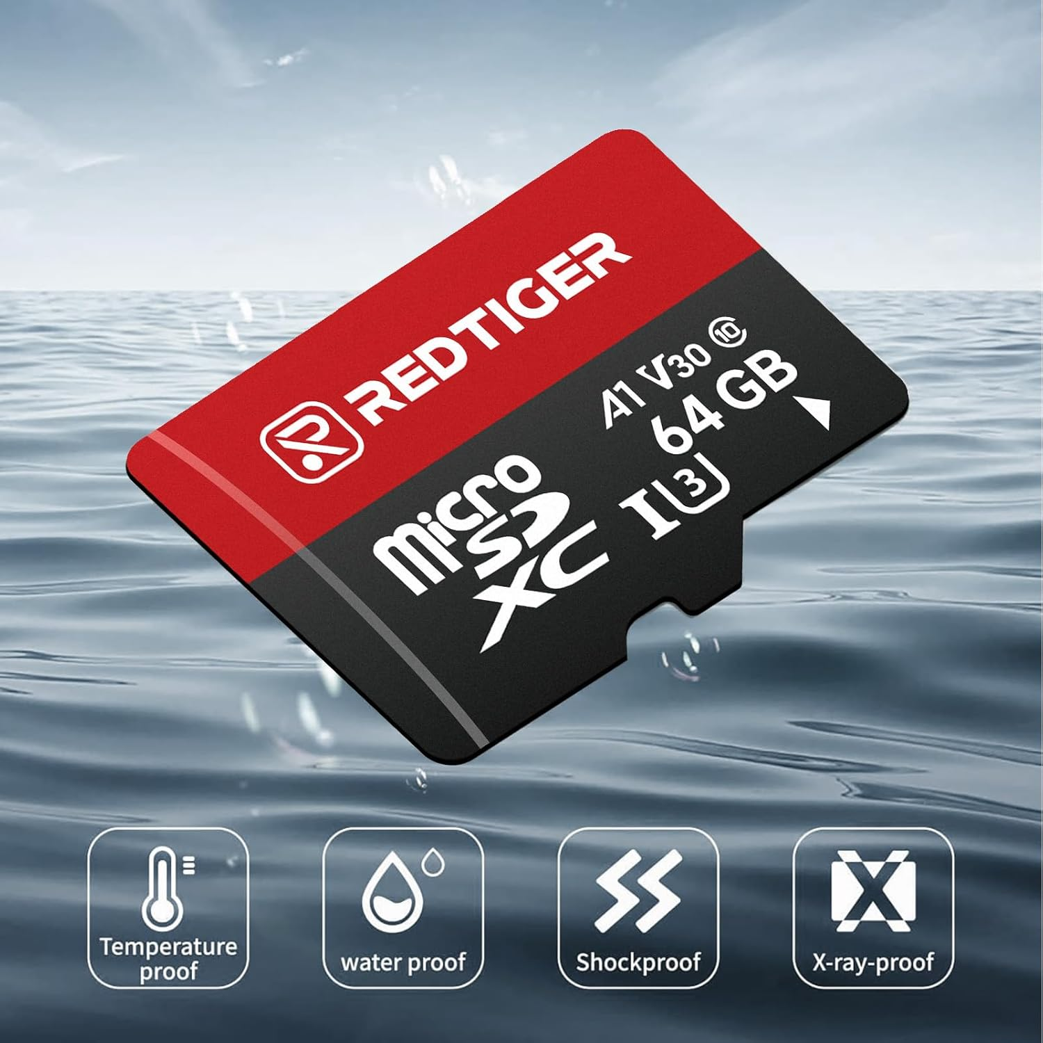 REDTIGER High Speed 64GB Micro SD Card with Adapter, Microsdxc UHS-I Class 10, U3, V30 A1, Support for Dash Cam and 4K Video Recording, Compatible Only with F7NP & F7N Touch