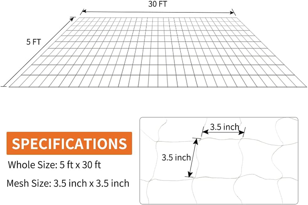Tcamp Heavy-Duty Polyester Garden Trellis Net for Climbing Plants - Plant Support Netting Outdoor, Flexible String for Bean Pea, White Grow Tent (4.9Ft X 30Ft, 3.5" Opening Mesh, 1 Pack) image number 5