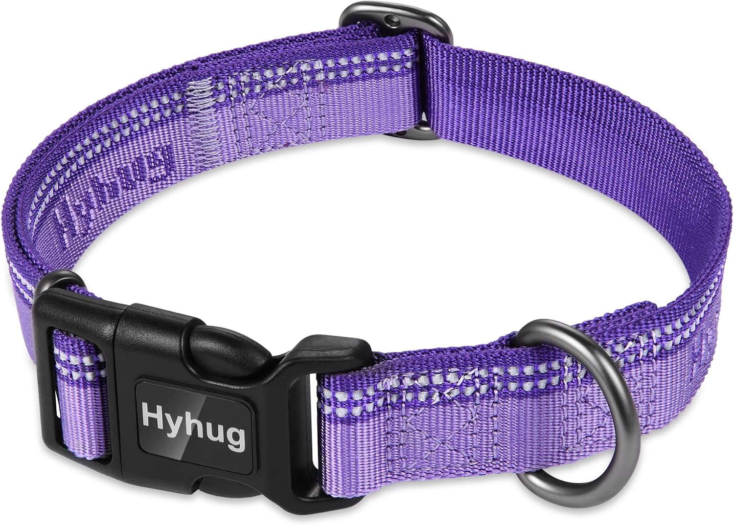 Hyhug Design Double-Color Nylon Jacquard Webbing, Heavy-Duty Classic Basic Collar, Quick Release Buckle, Specially Designed for Gentle Breeds Dogs. (Medium, Ultimate Gray) image number 6