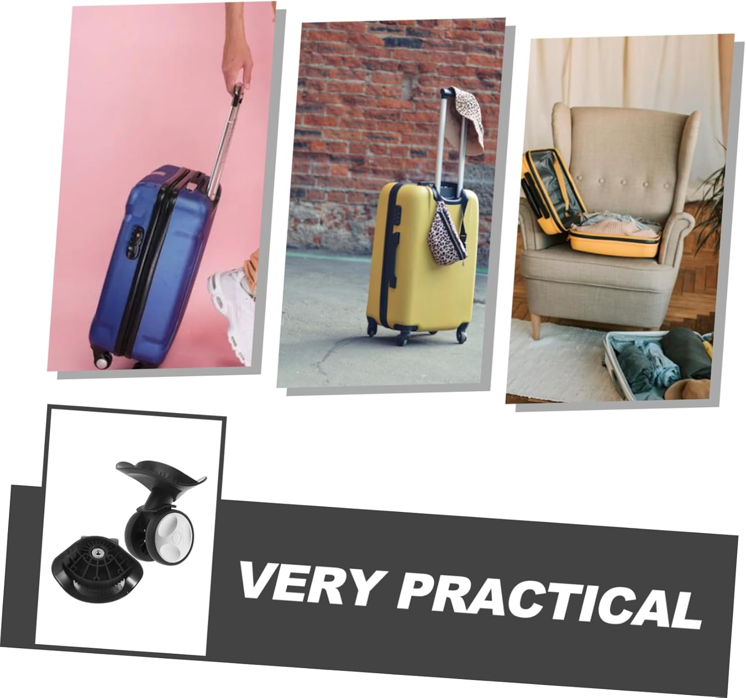 VALICLUD Suitcase Wheel Repair Replacement Plastic Luggage Swivel Wheel for Travel Luggage Replacement image number 4