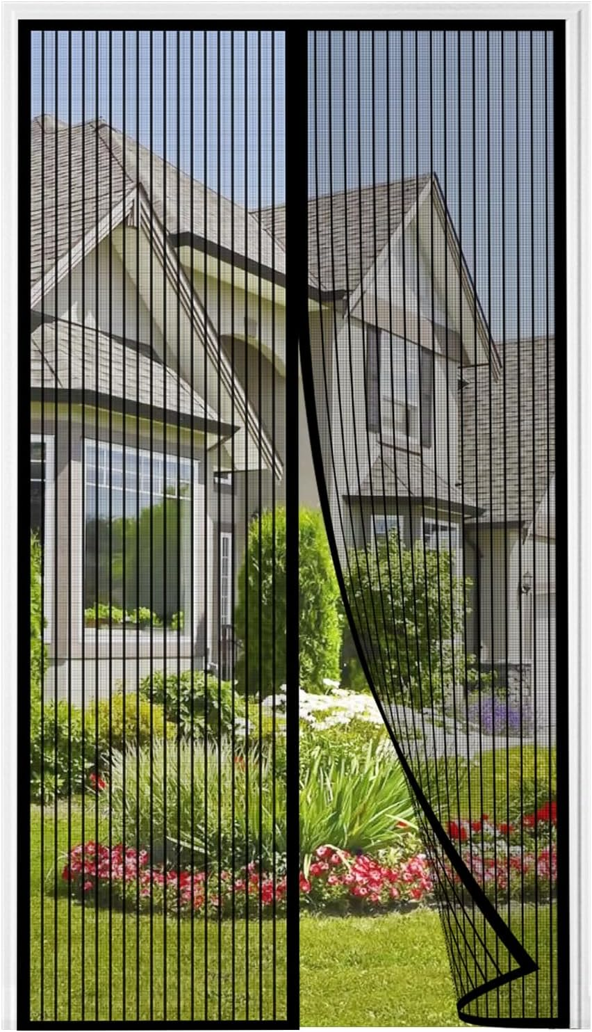 Auxmir Fly Screen Balcony Door Magnetic 100 X 240 Cm, Thickened Fly Screen Door with Stronger Magnets 4 Cm Wide Adhesive Strips, Insect Protection Balcony Door No Drilling for Patios Living Room