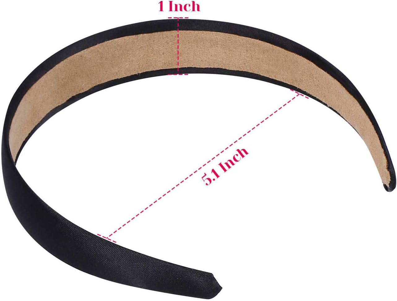 Anezus 16 Pcs Satin Headbands 1 Inch Anti-Slip Black Ribbon Hair Bands for Women Girls DIY Craft Hair Accessories image number 1