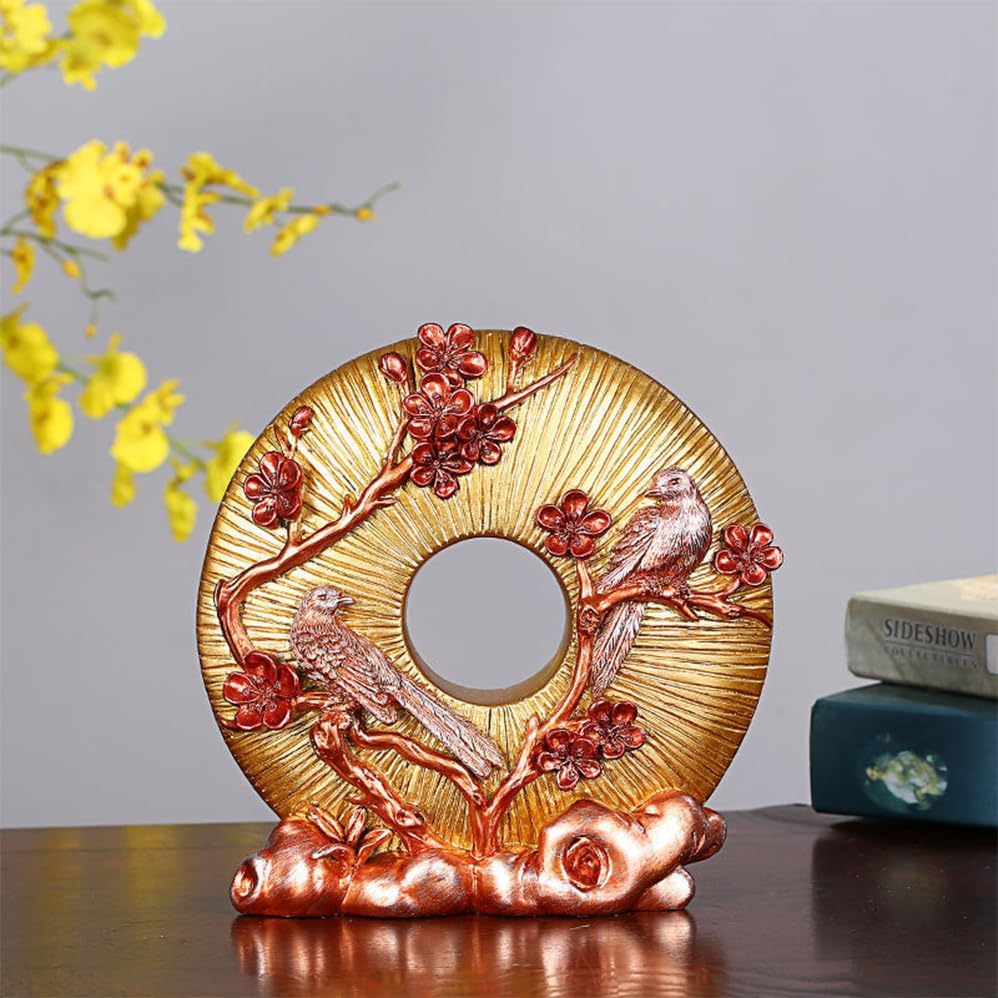 Art Deco, Bird Ornament - Golden & Red Resin Sculpture for Home Decoration, Bird Sculpture Decoration Golden Home Ornaments, Birds Resin, Home Ornaments, Ornament Porch Statuary image number 4