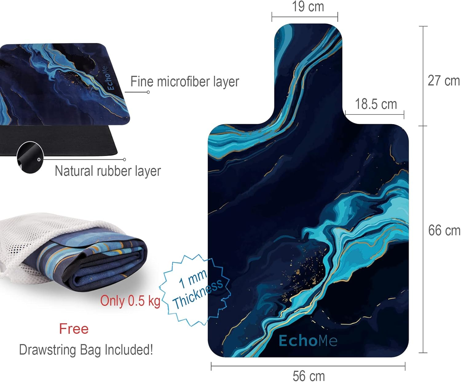 Echome Pilates Reformer Mat Towel with Shoulders, Pilates Reformer Cover with Great Grip, Easy to Wash Light Weight Portable image number 4