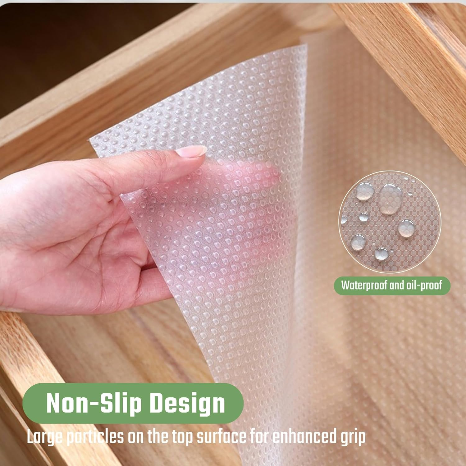 60Cm X 500Cm Drawer Liner, Non-Slip Shelf Liner, Cupboard Liners, Waterproof Kitchen Drawer Liner, Clear Drawer Lining, Easy-Clean Protector for Draw, Shelf, Cupboard, Cabinet, Pantry image number 1