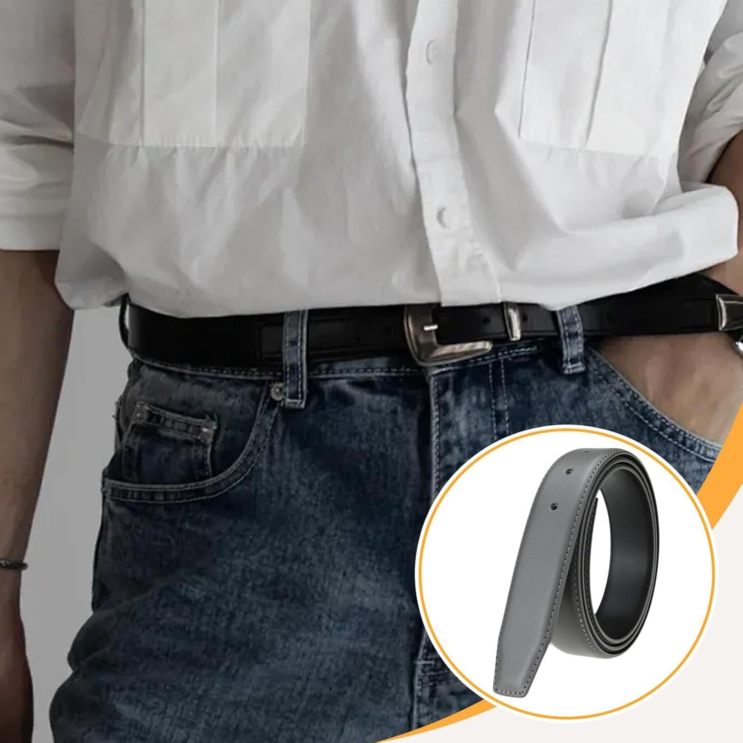 Men Belt Strap Clothing Accessory with Hole 1.30Inch Width Replacement for Work image number 3