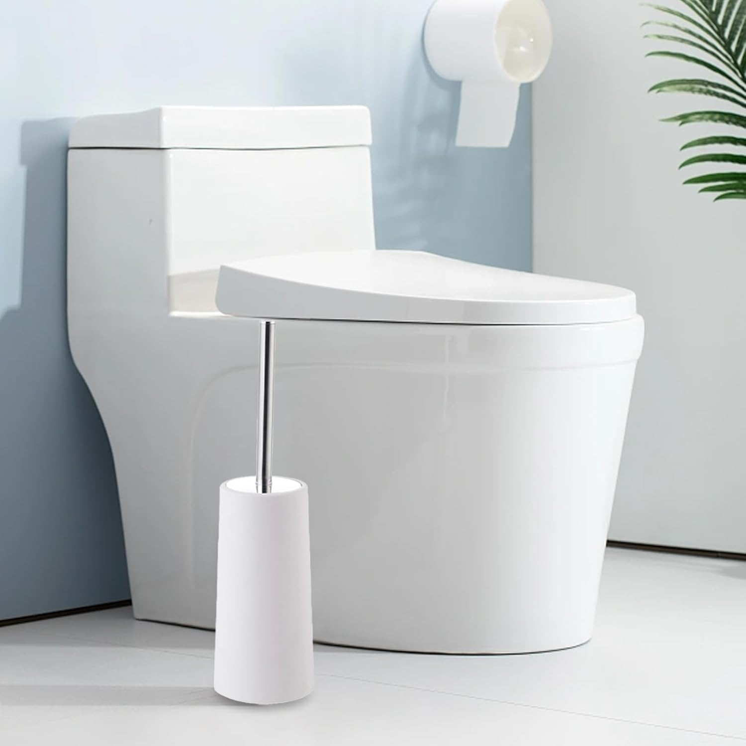 Topsky Toilet Brush, Toilet Bowl Brush and Holder, Toilet Brushes for Bathroom, Compact Toilet Bowl Cleaner Brush with Storage (White) image number 6