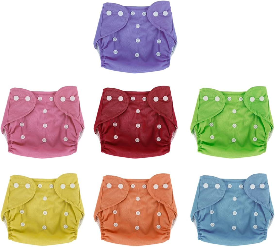 7Pcs Baby Nappies Baby Diapers Newborn Reusable Cloth Nappy Diapers Washable Nappy Cloth Diaper Cover Baby Adjustable Nappies Infant Knitted Mesh Fabric Training Pant for Most Babies and Toddlers L image number 6