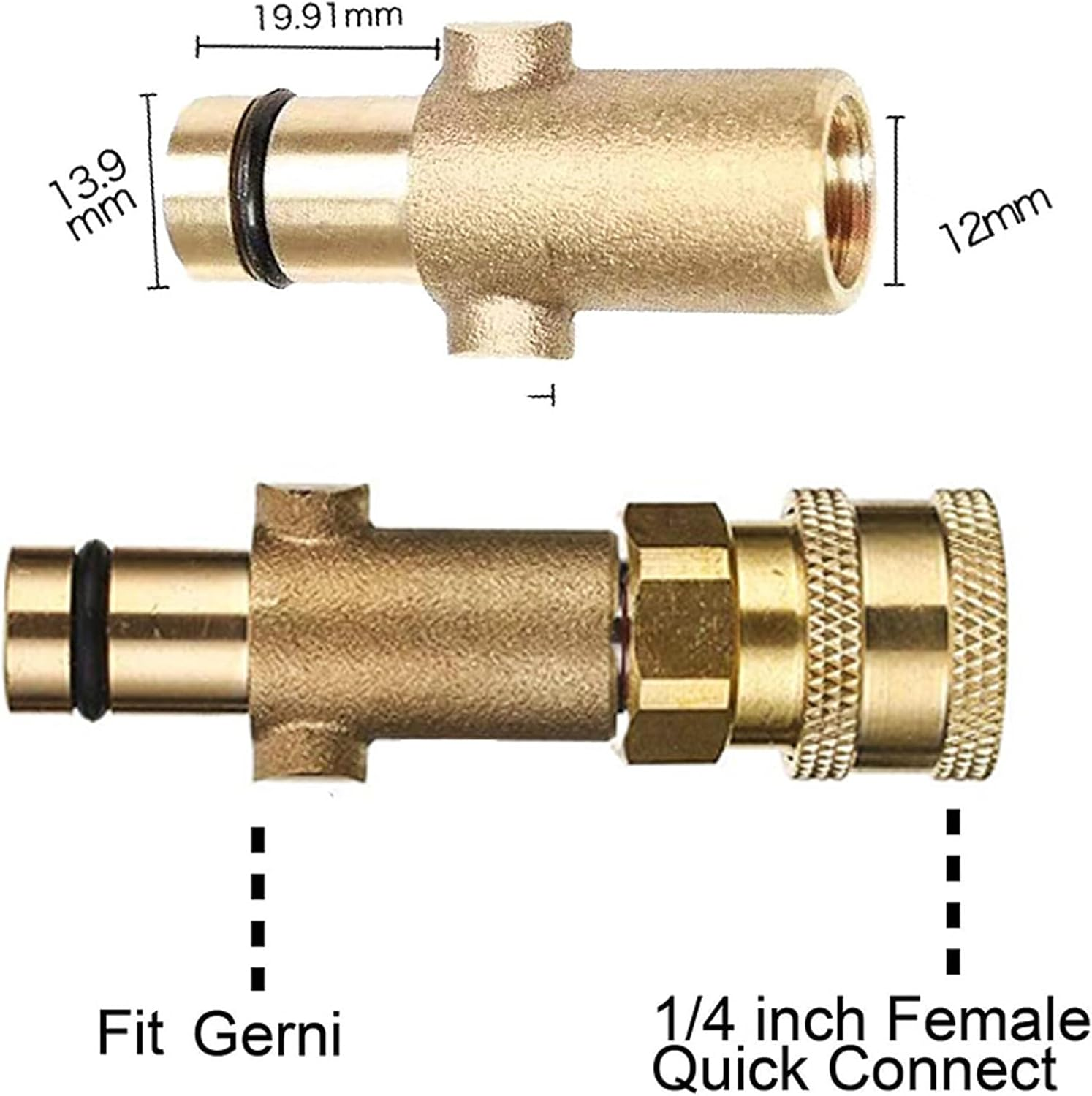 T&F Adapter and Pressure Washer Copper Foam Cannon Bottle Connector Brass Female Adaptor of Snow Foam Lance Gun Pot for Nilfisk Gerni Series