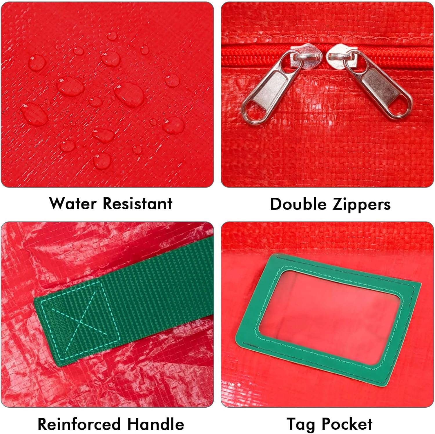 24 Inch Christmas Wreath Storage Bag Garland Wreaths Container &ndash; Waterproof Red Holder with Handles & Label Slot &ndash; Decorative Wreath Storage Container for Seasonal Decoration Storage, 61 X 61 X 18Cm image number 5