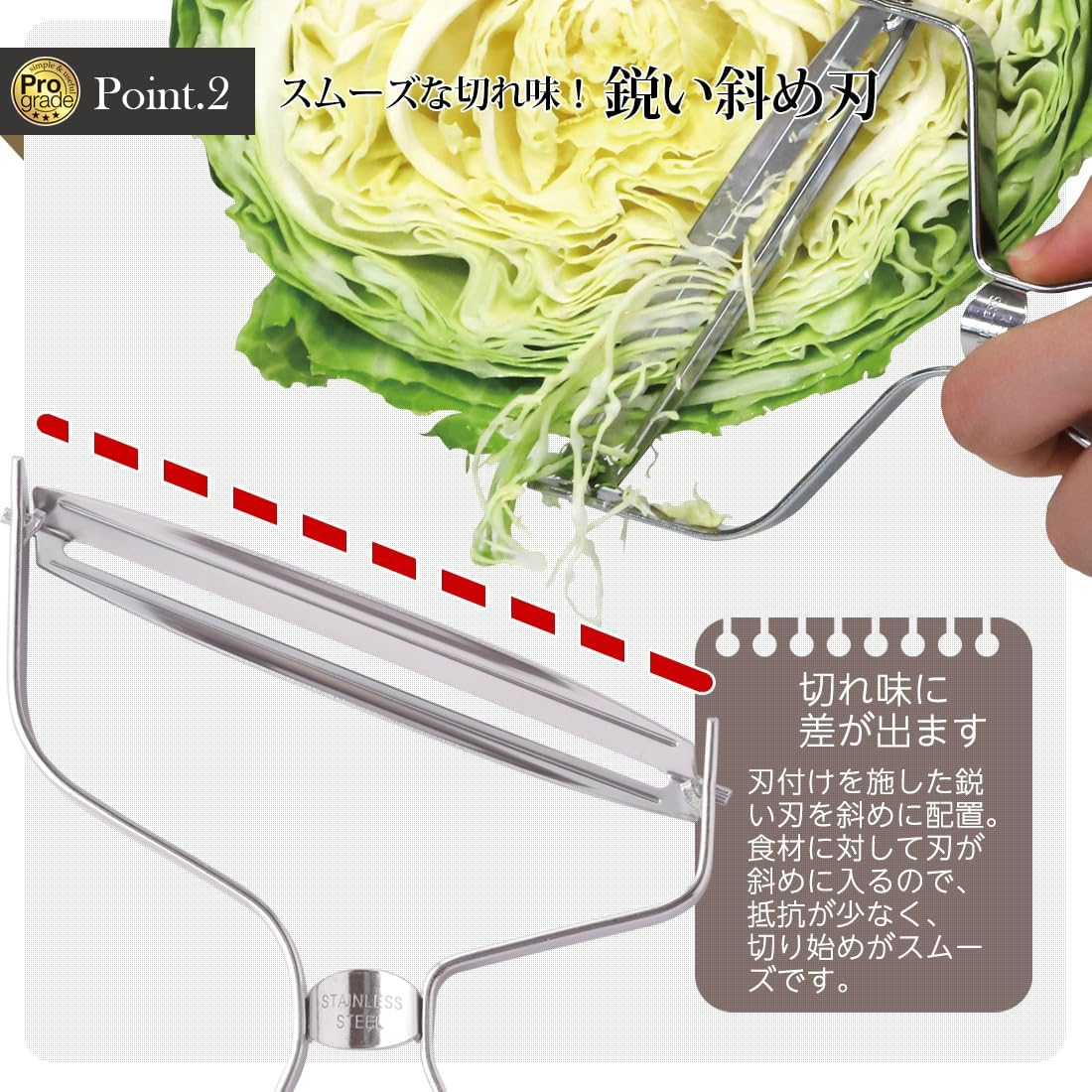 Shimomura Kogyo PG-644 Professional Grade Sharp Cabbage Peeler, Left Handed, Dishwasher Safe image number 2
